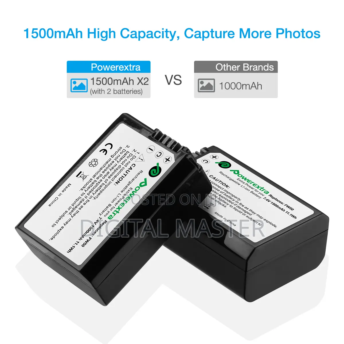 Powerextra Np-Fw50 Battery Smart LCD Display Dual Charger