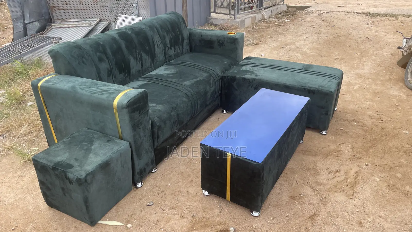 Green Velvet Material Sofa