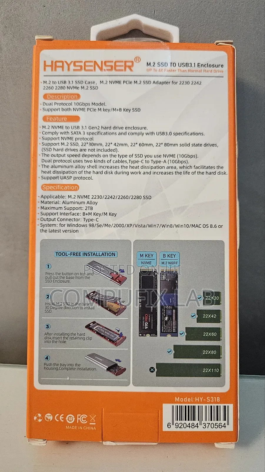 M.2 SSD to Usb 3.1gen2 Encloser