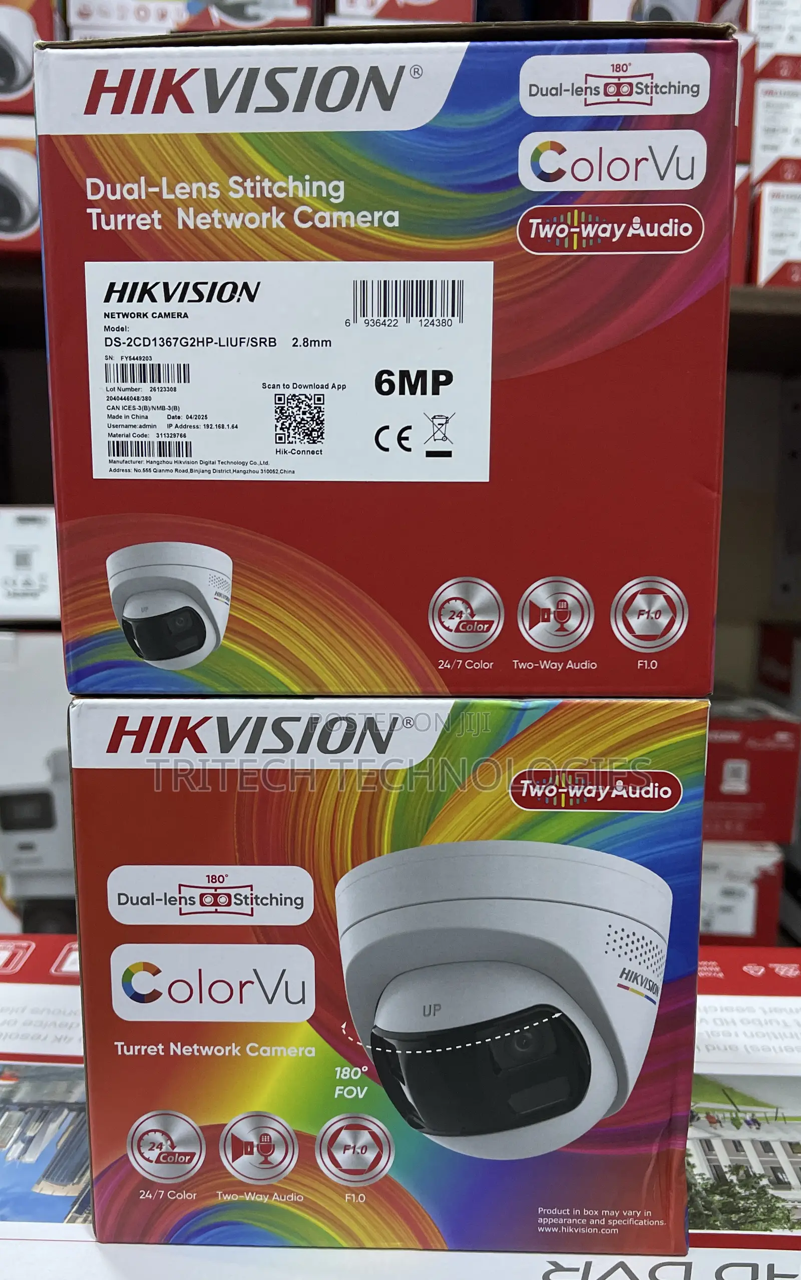 Hikvision 6mp Dual Lens Stitched Wide Angle Colorvu Ip Cam