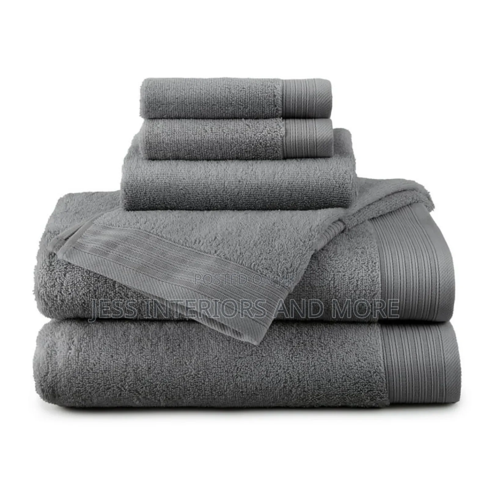 Hotel Style 100% Cotton 6-Piece Towel Set, Charcoal Sky