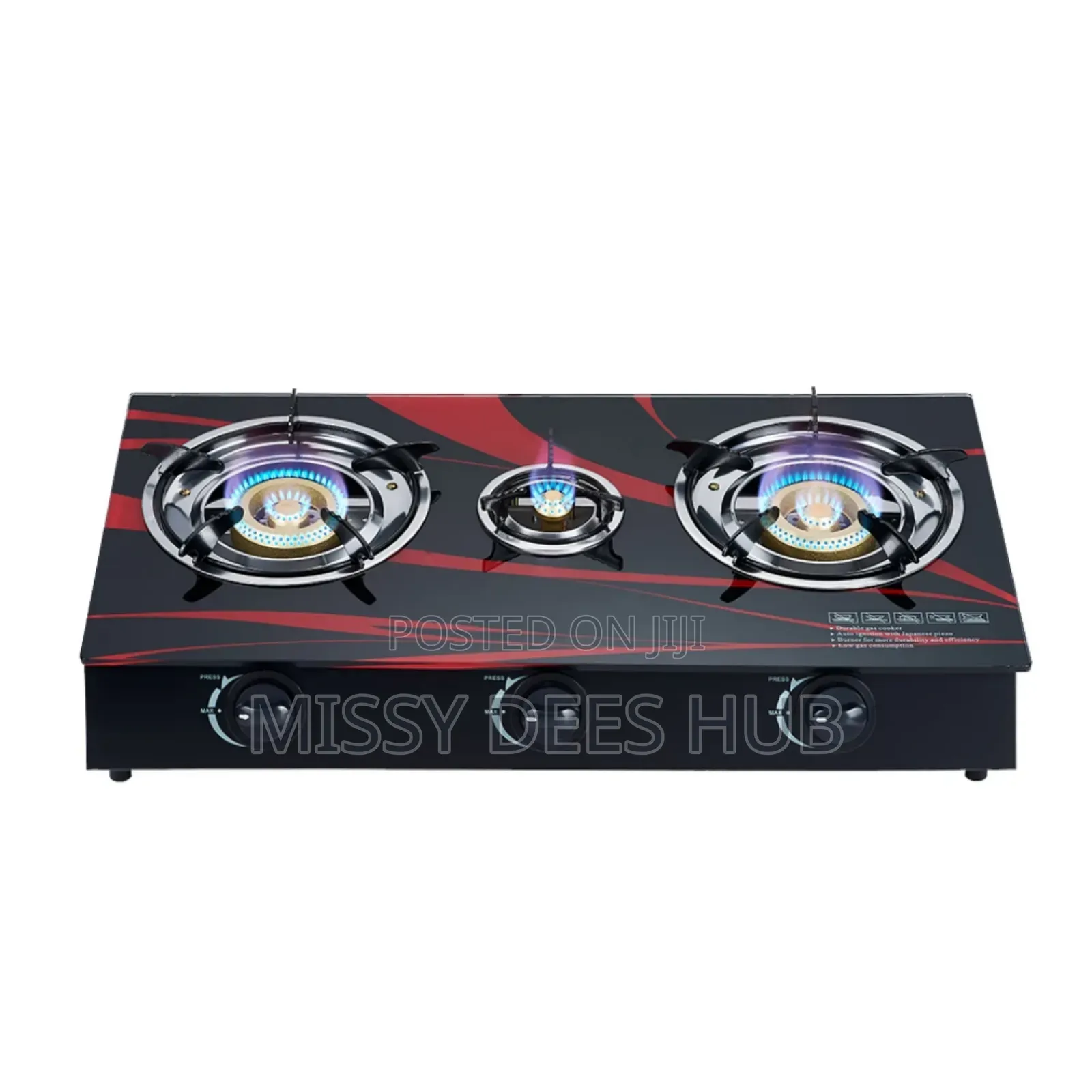 3 Burner Tempered Glasstop Cooker