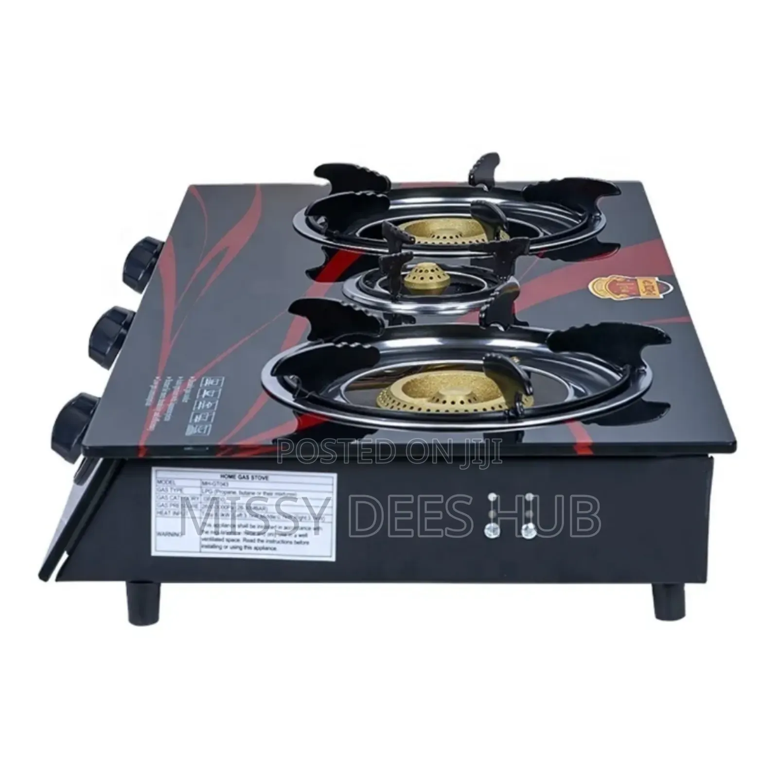 3 Burner Tempered Glasstop Cooker