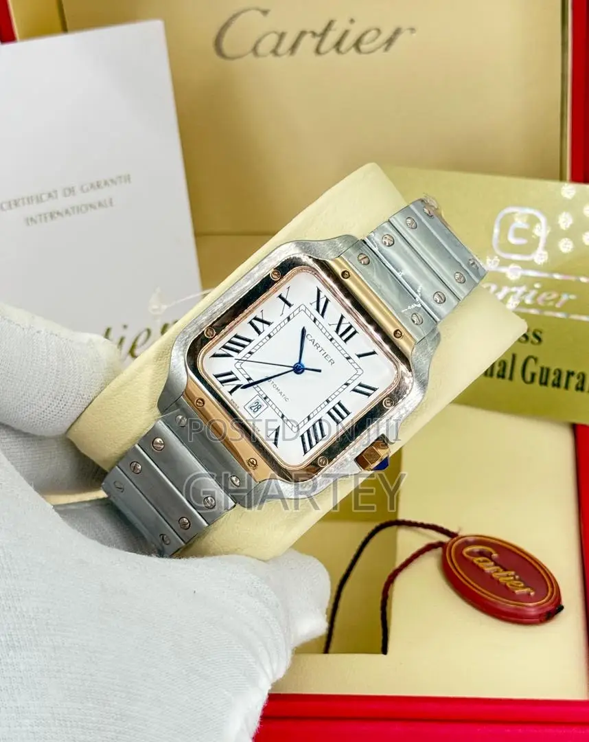 Two Toned Mechanical Analog Cartier Roman Numerals Watches