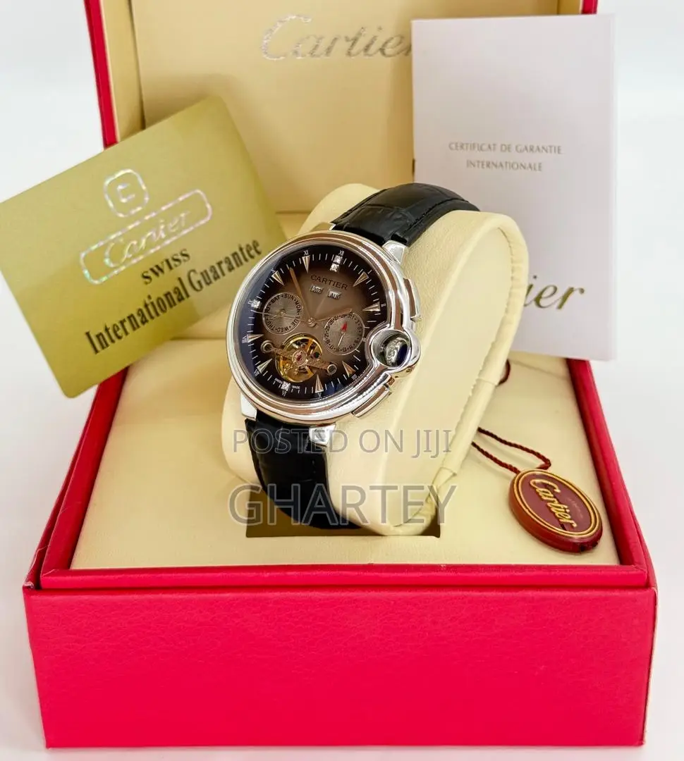 Mechanical Round Case Quality Leather Chain Cartier Watch