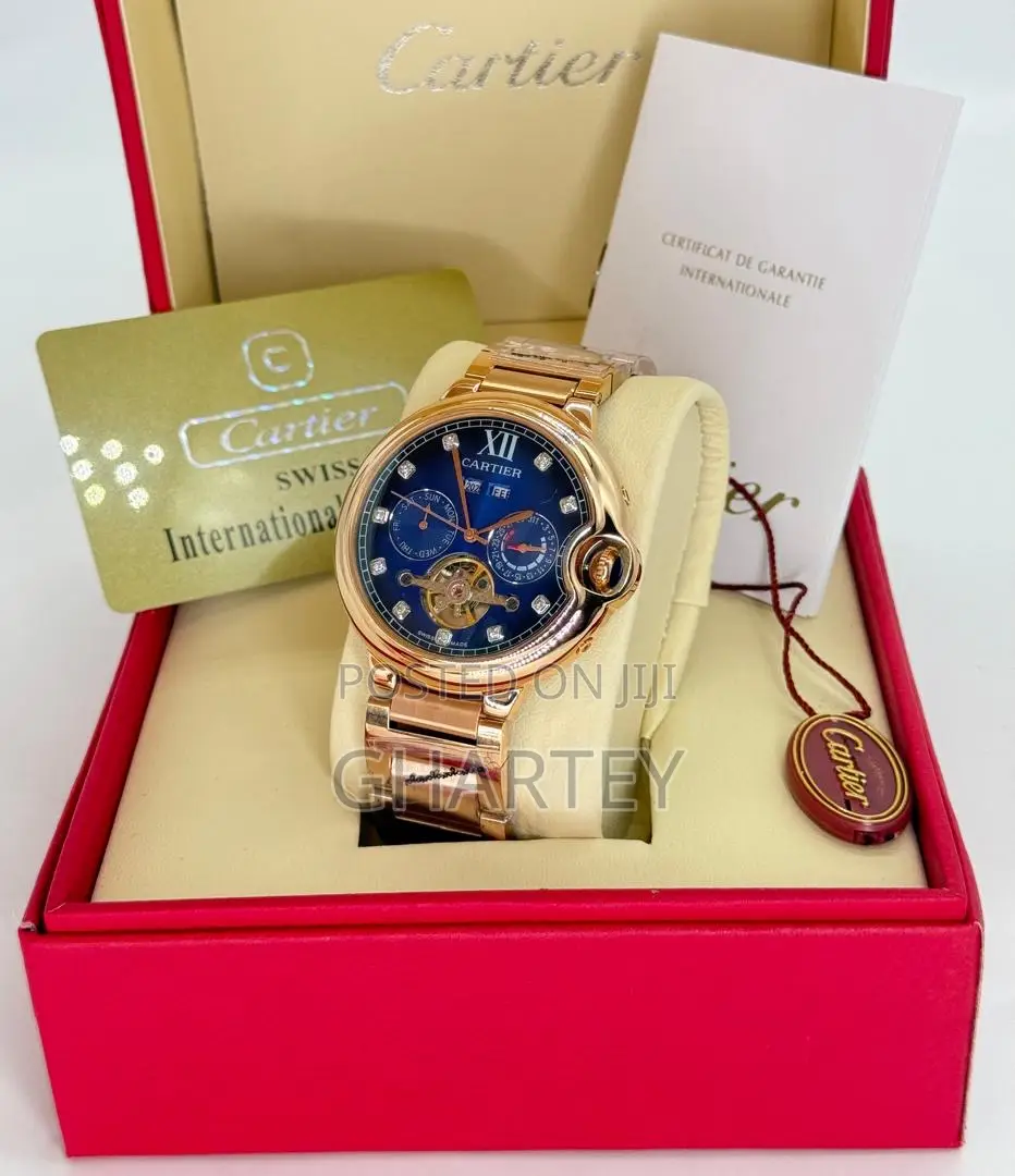 Mechanical Round Case Quality Leather Chain Cartier Watch