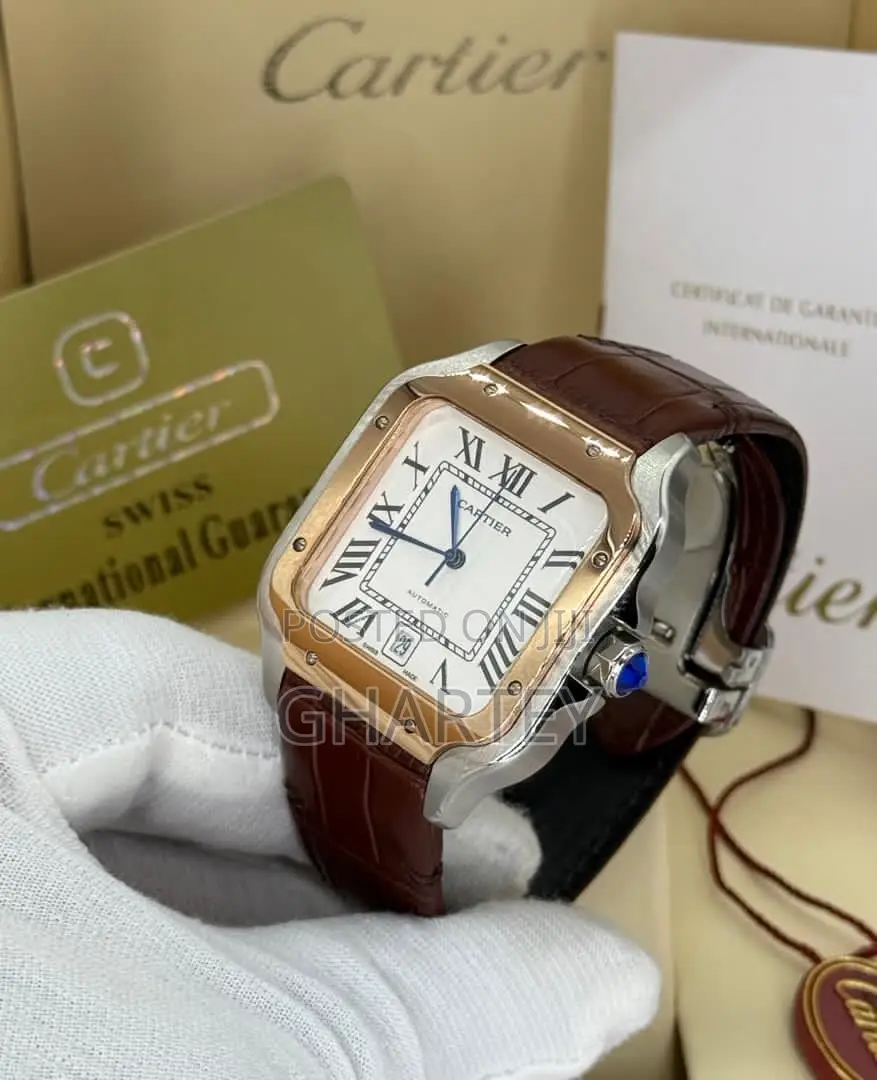 Cartier Santos Mechanical Analog Date Display Watch for Men