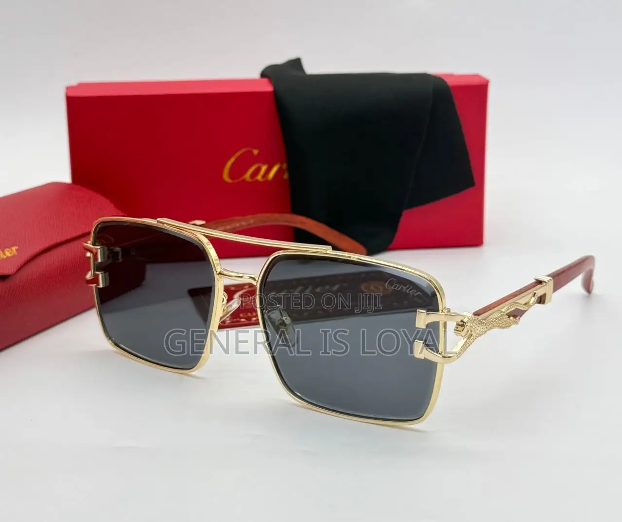Cartier Rectangle Woody Handle Glasses