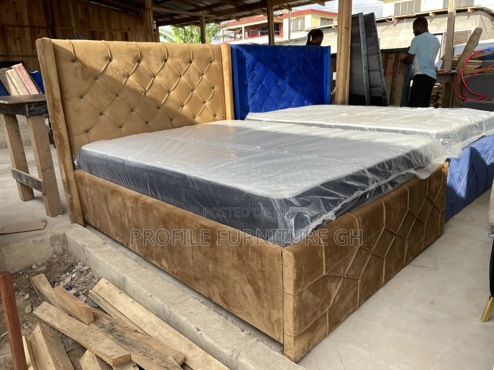 Brown Leather Bedframe ( Double 54x75)/ Free Delivery