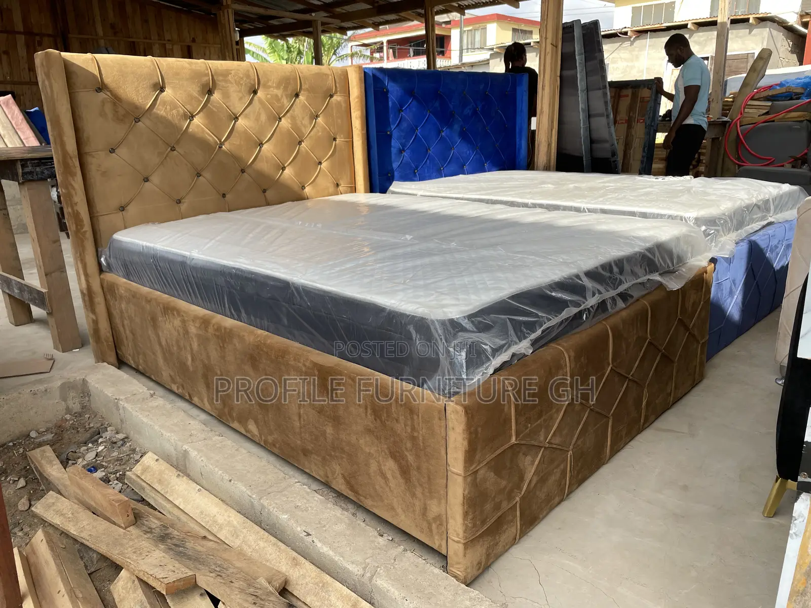 Brown Leather Bedframe ( Double 54x75)/ Free Delivery