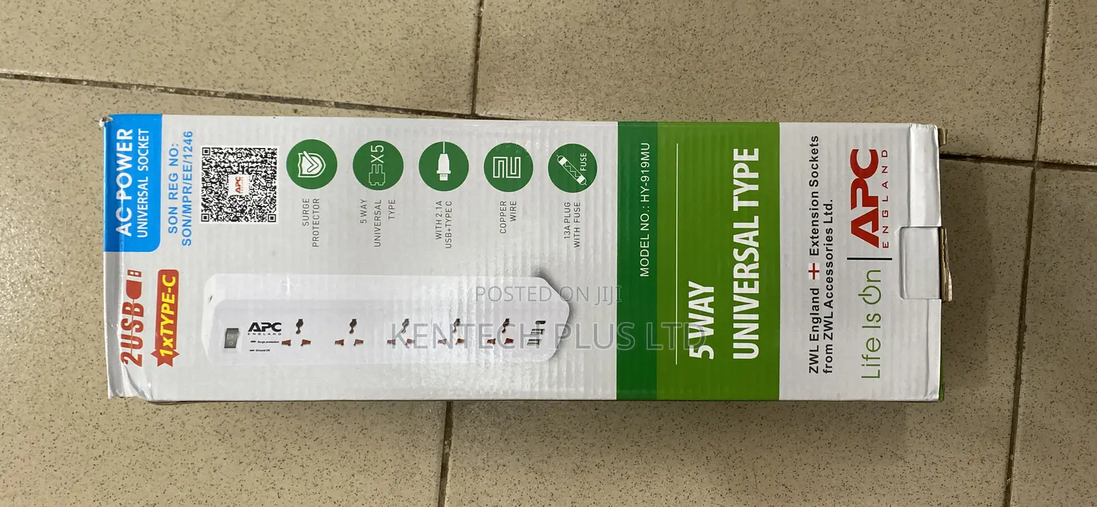Original 5way Apc Extension Board With Usb Surge Protector