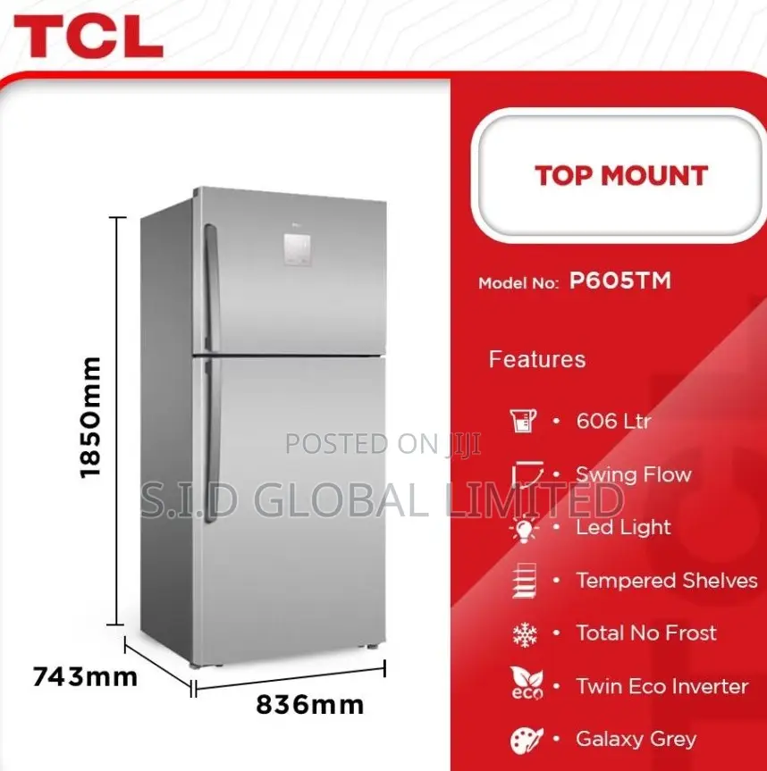 Flexible Space TCL 606l Top Freezer Refrigerator