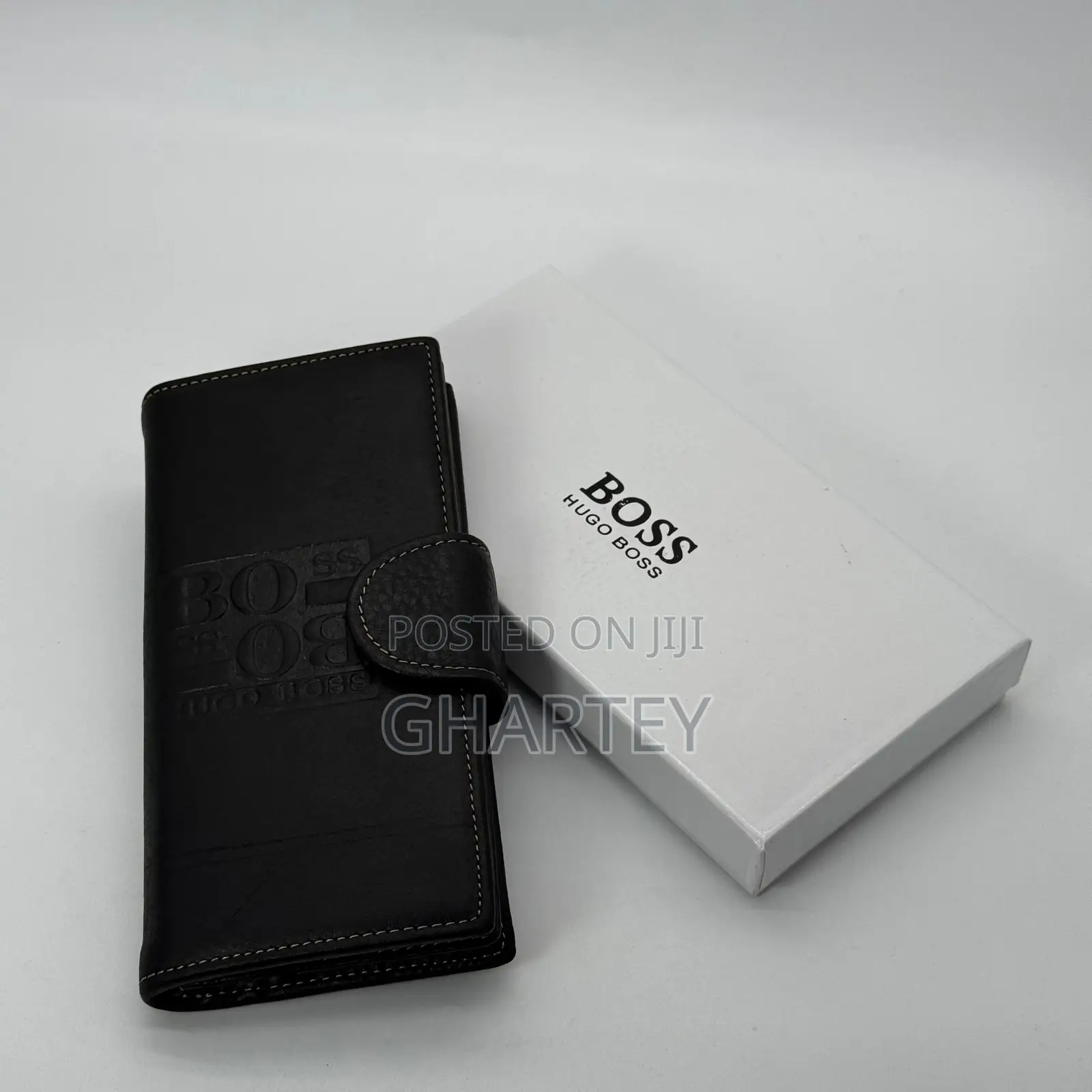 Genuine Leather Long Wallet Black Brown