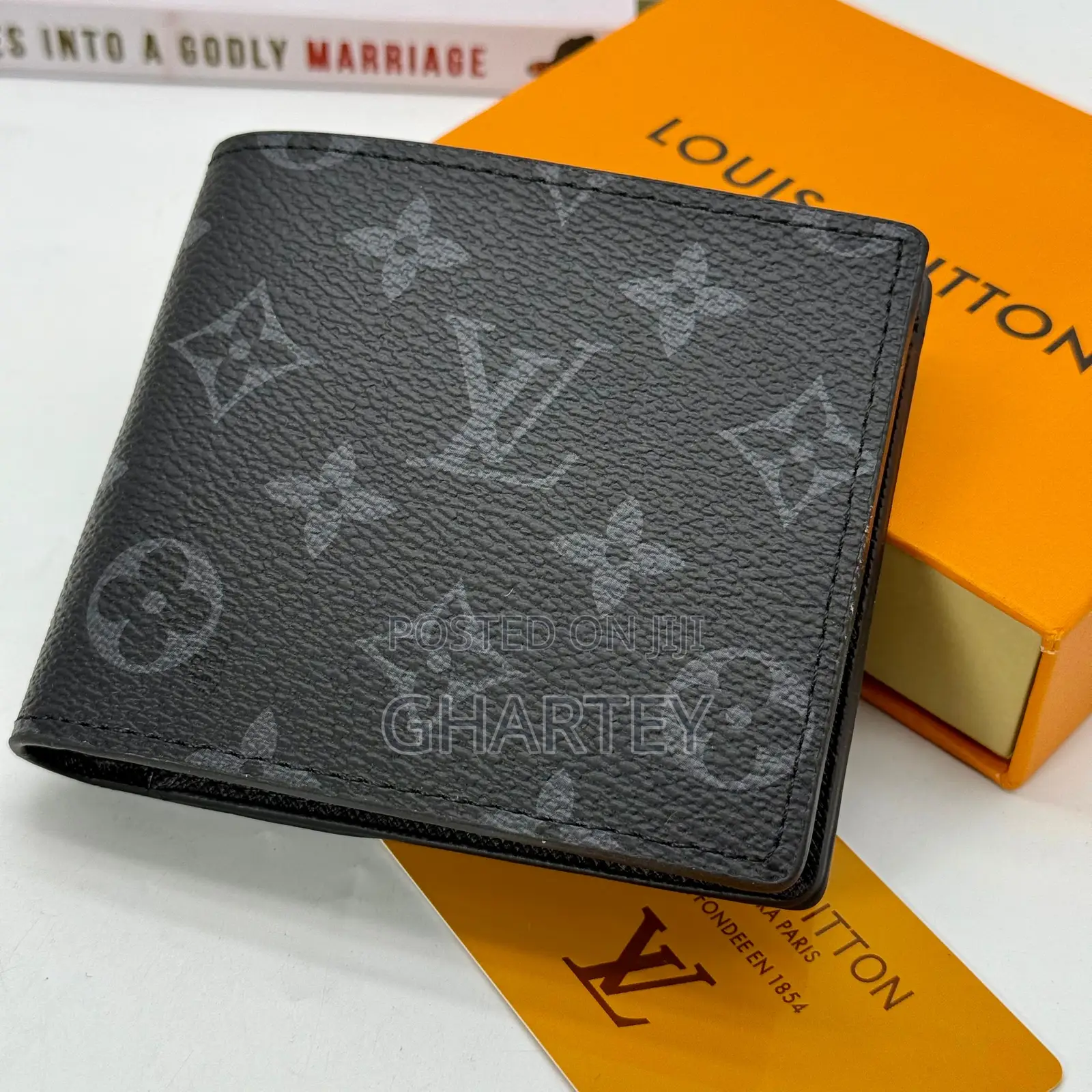 Lv Canvas Gray Black Pocket Wallet