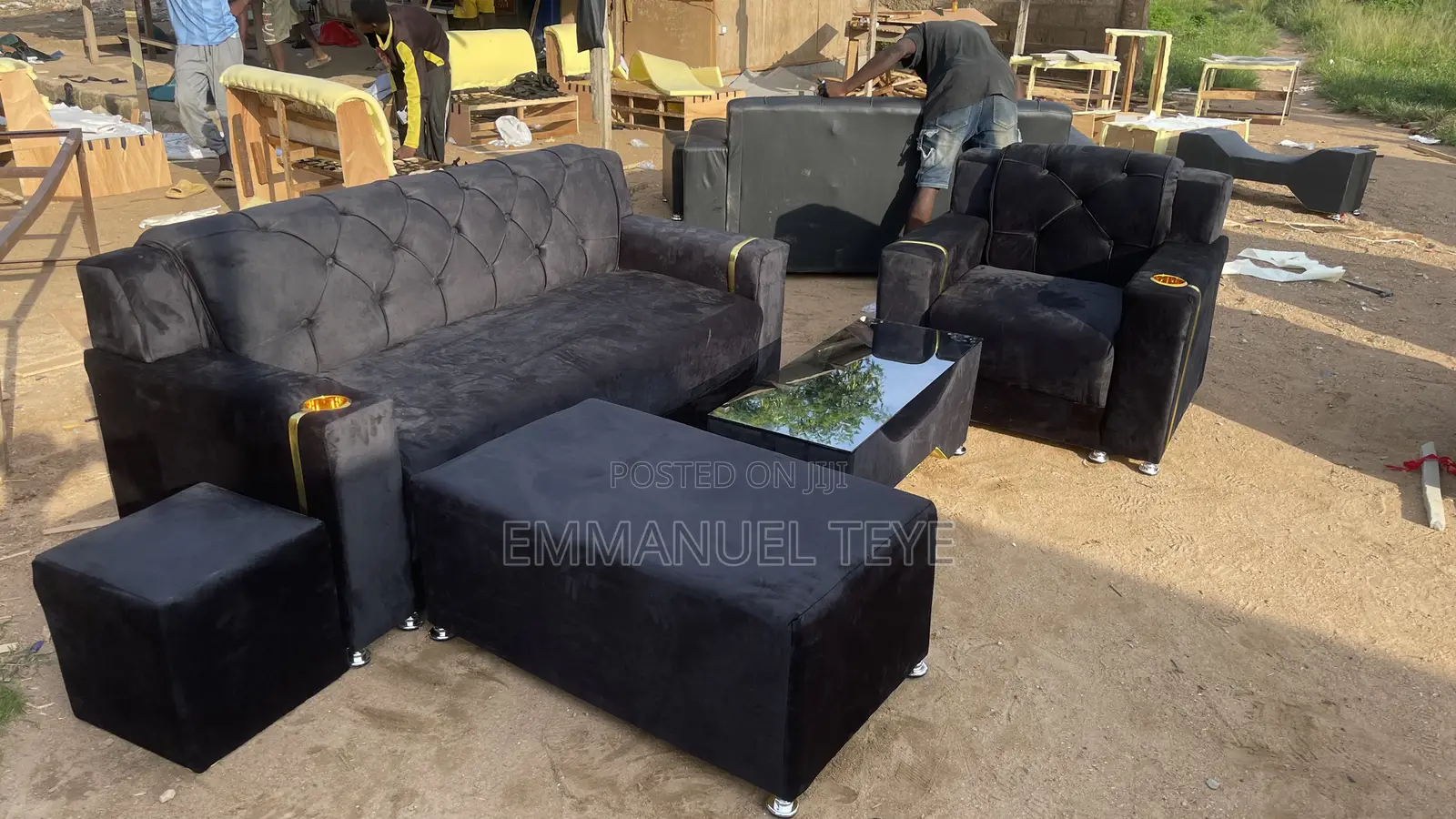 Black Swade Fabric 3 in One and Single Set