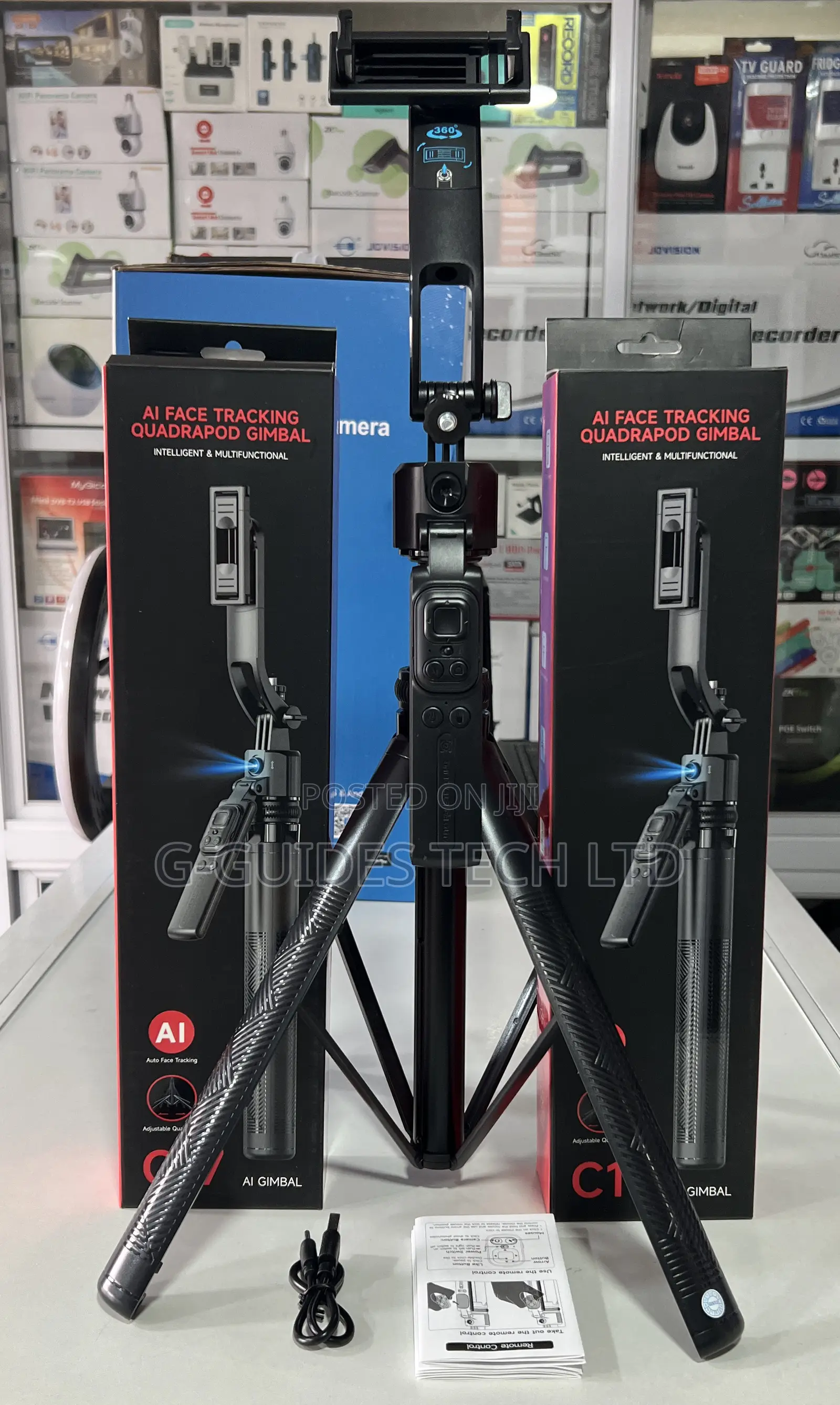C17 Selfie Stick Ai Face Tracking Quadrapod Gimbal
