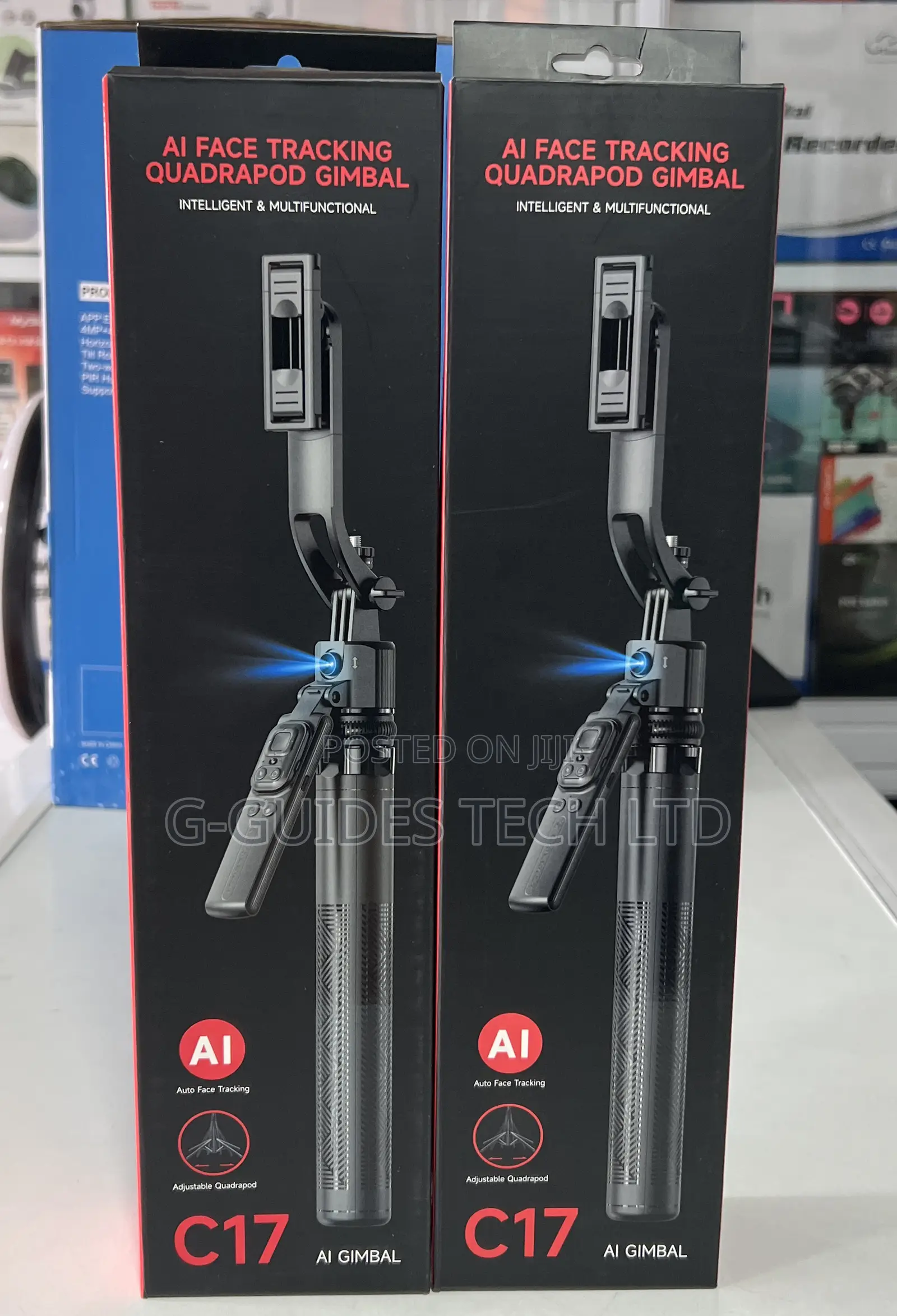C17 Selfie Stick Ai Face Tracking Quadrapod Gimbal