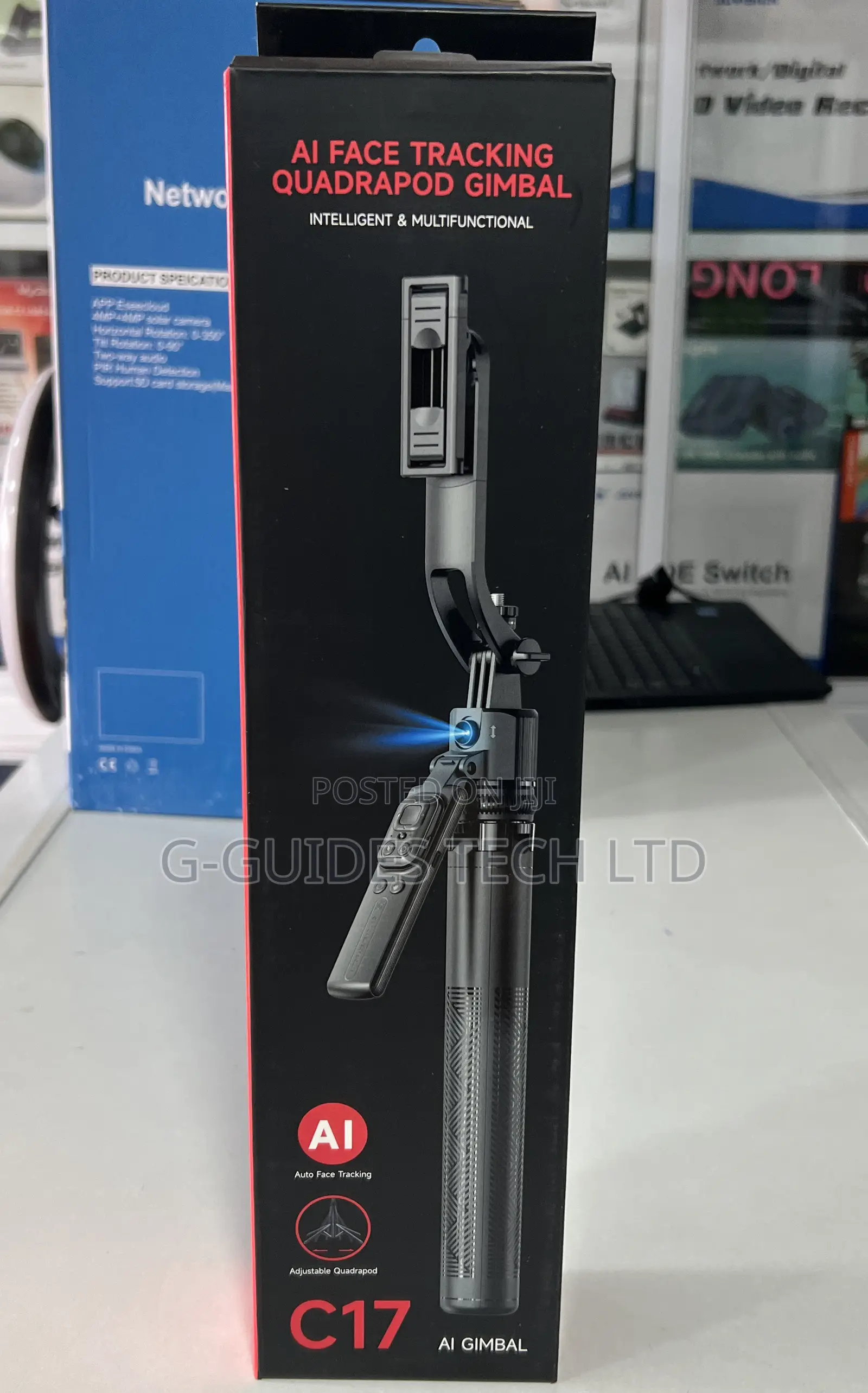 C17 Selfie Stick Ai Face Tracking Quadrapod Gimbal