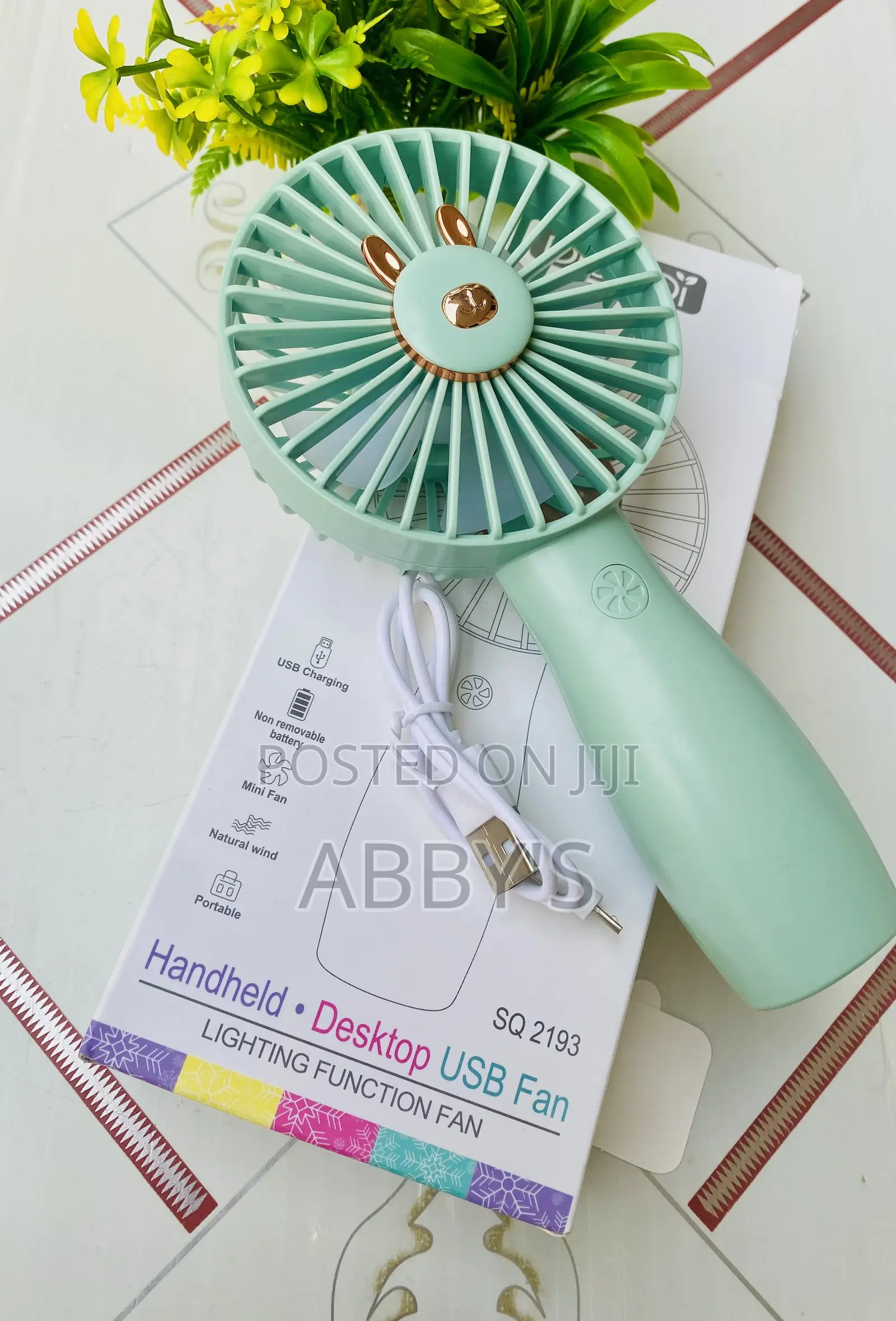 Natural Cooling Handheld Usb Rechargeable Lighting Fan