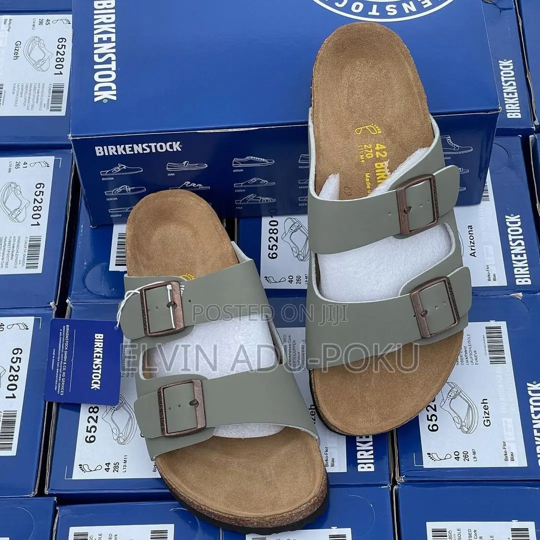 Birkenstock Arizona Birkibuc Stone Sandals.