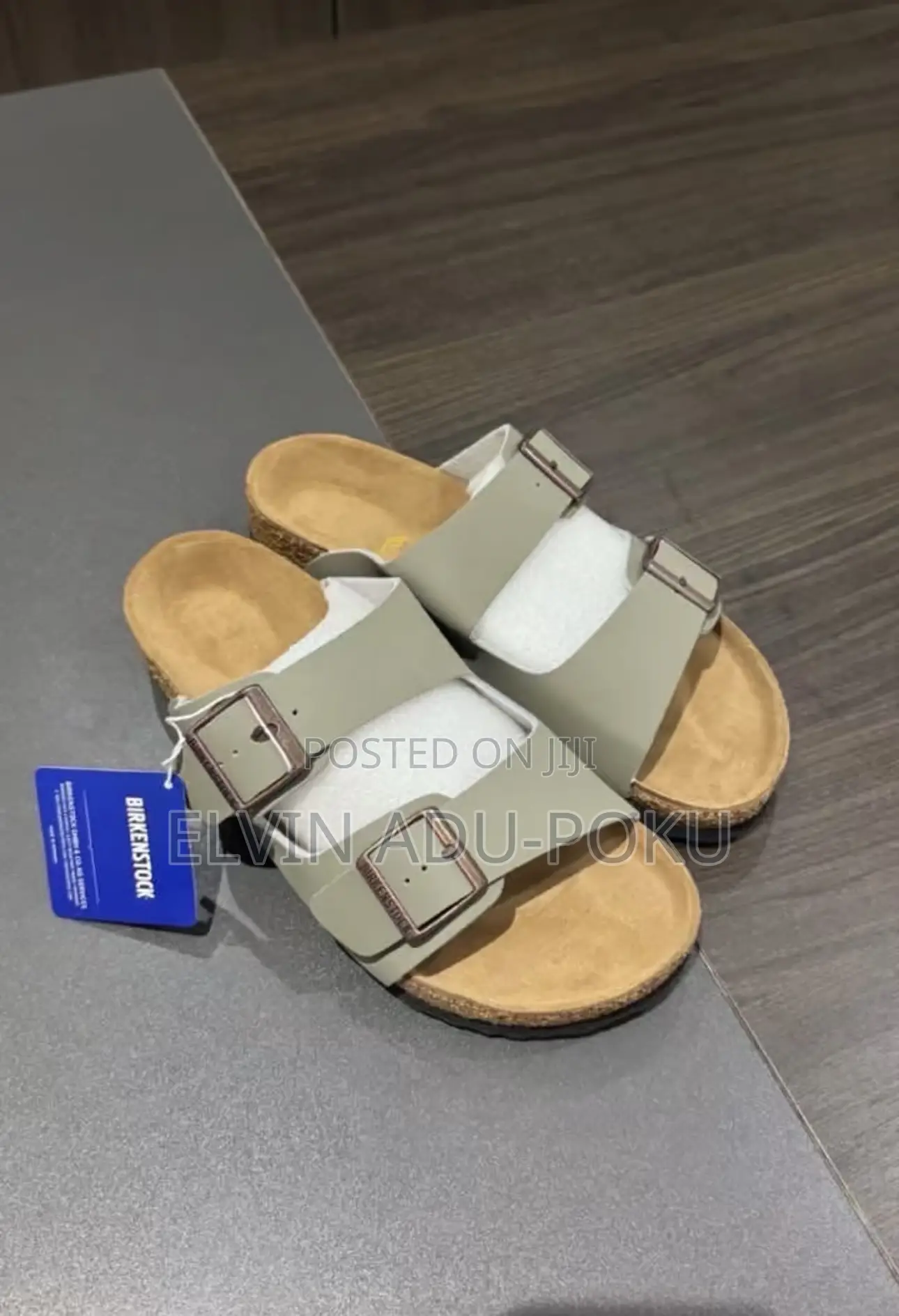 Birkenstock Arizona Birkibuc Stone Sandals.