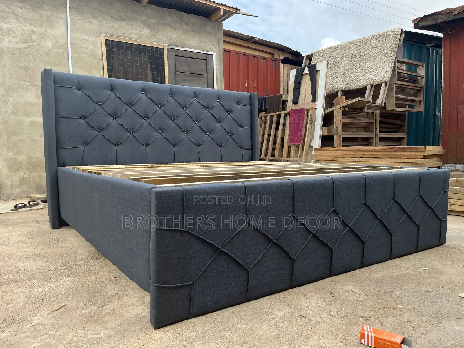 King Size 75x80 (Off White)  Bedframe// Very Strong