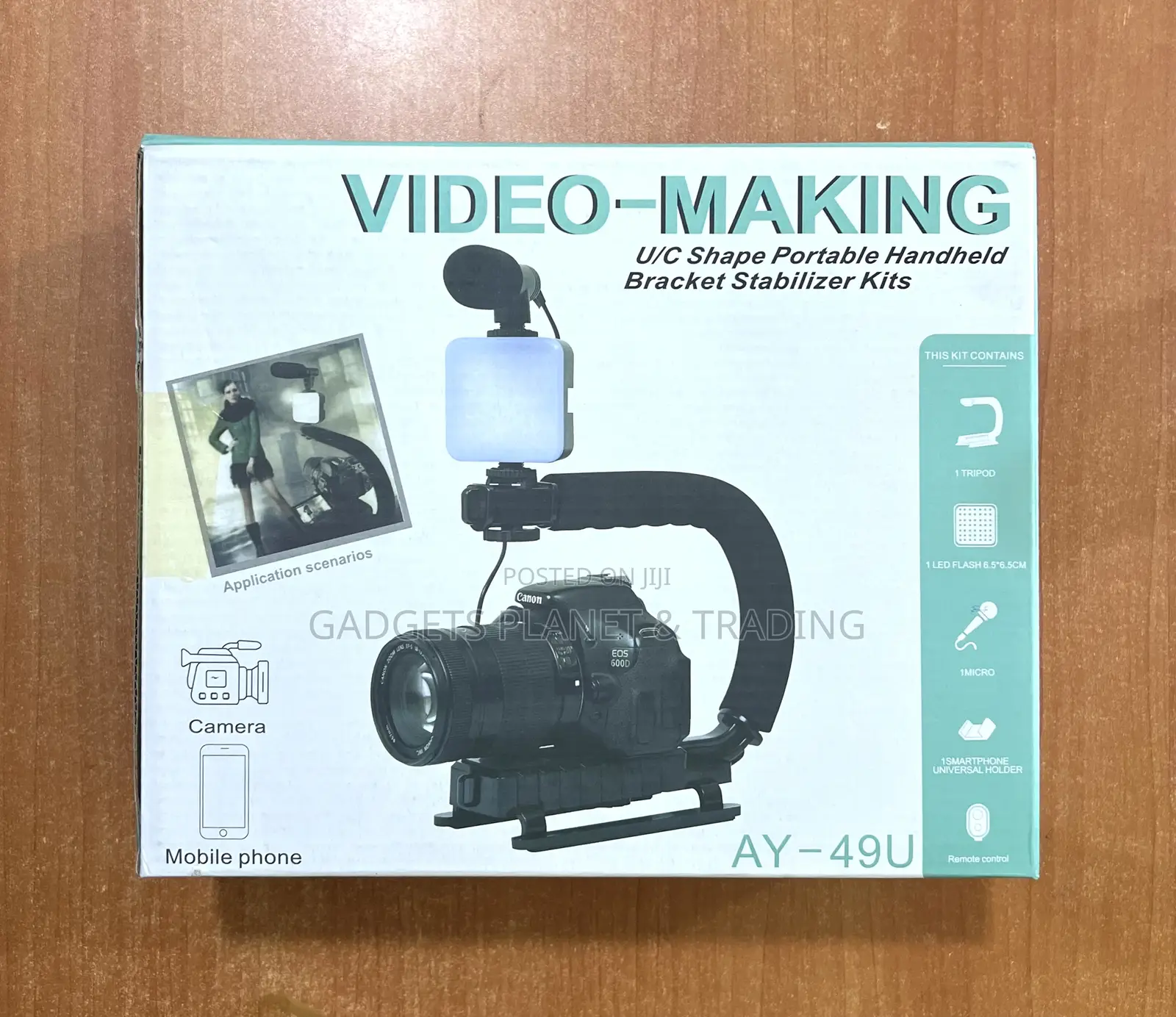 Ay49u Portable Camera Stabilizer With Fill Light Mic