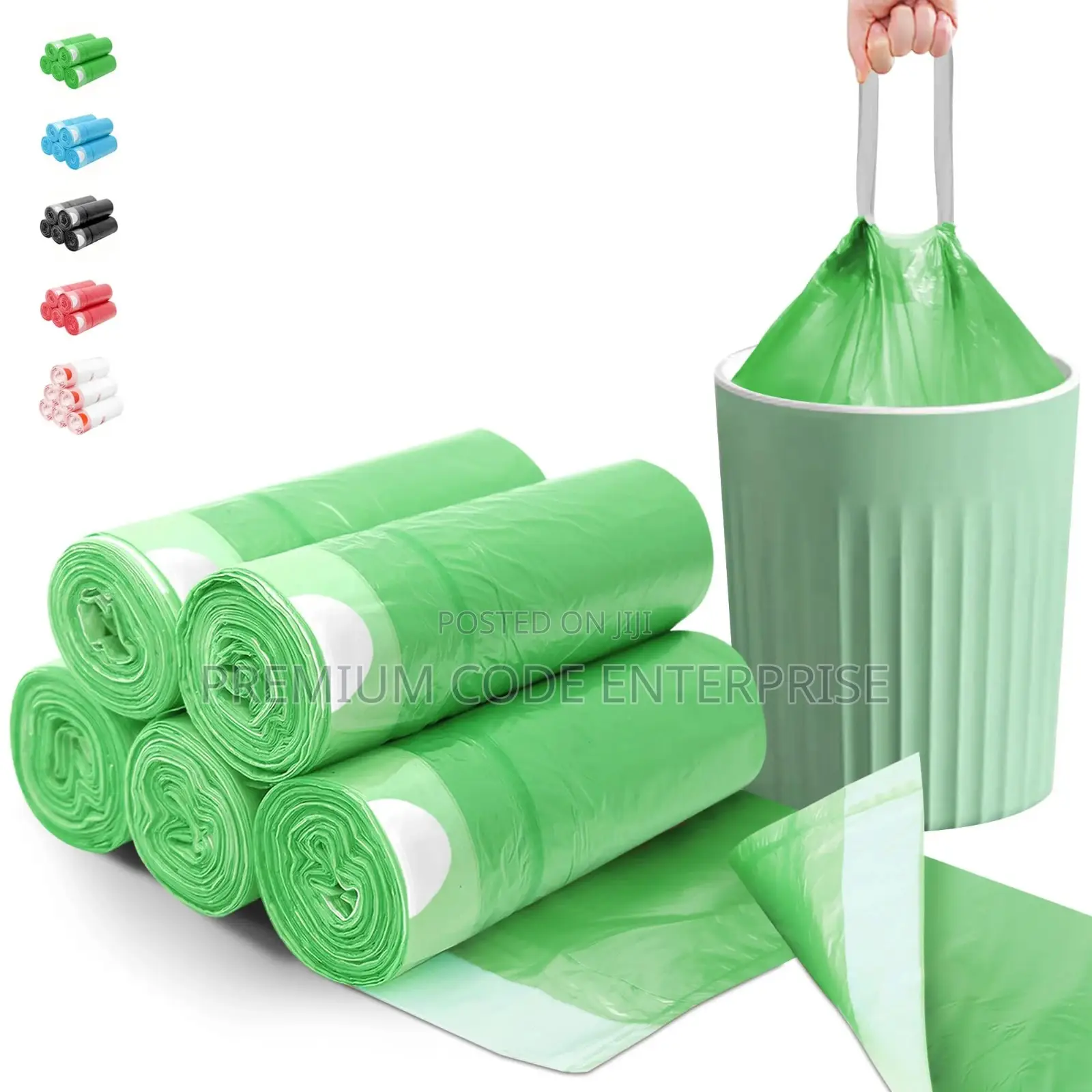 30l Green Bin Liner Bags With Drawstring – 240pcs (12 Packs)