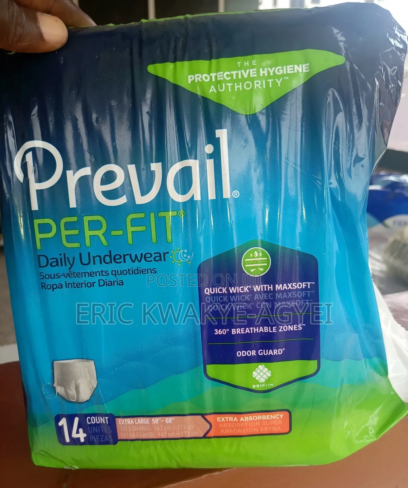 Prevail Underwear, Extra Absorbency, Xl, 54"-64", 14 Count,