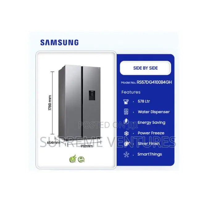 Samsung 578ltrs Side by Side Refrigerator Rs57dg4100b4gh