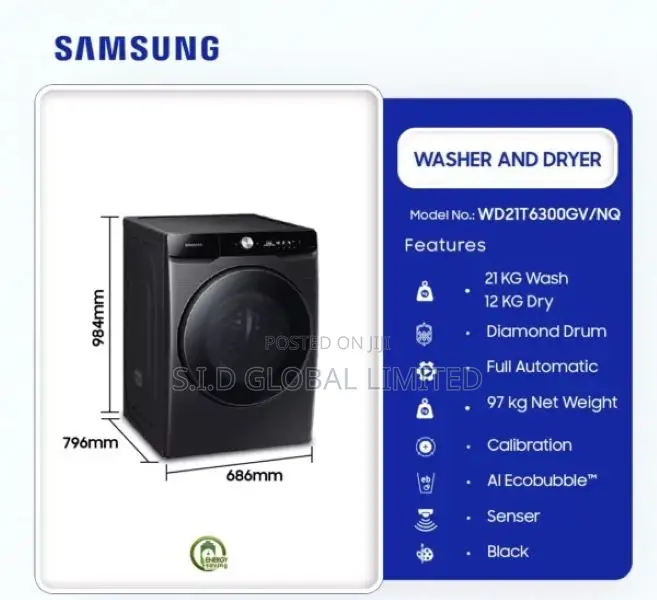 Samsung 21kg Washer/12kg Dryer Intensive Stain Removal