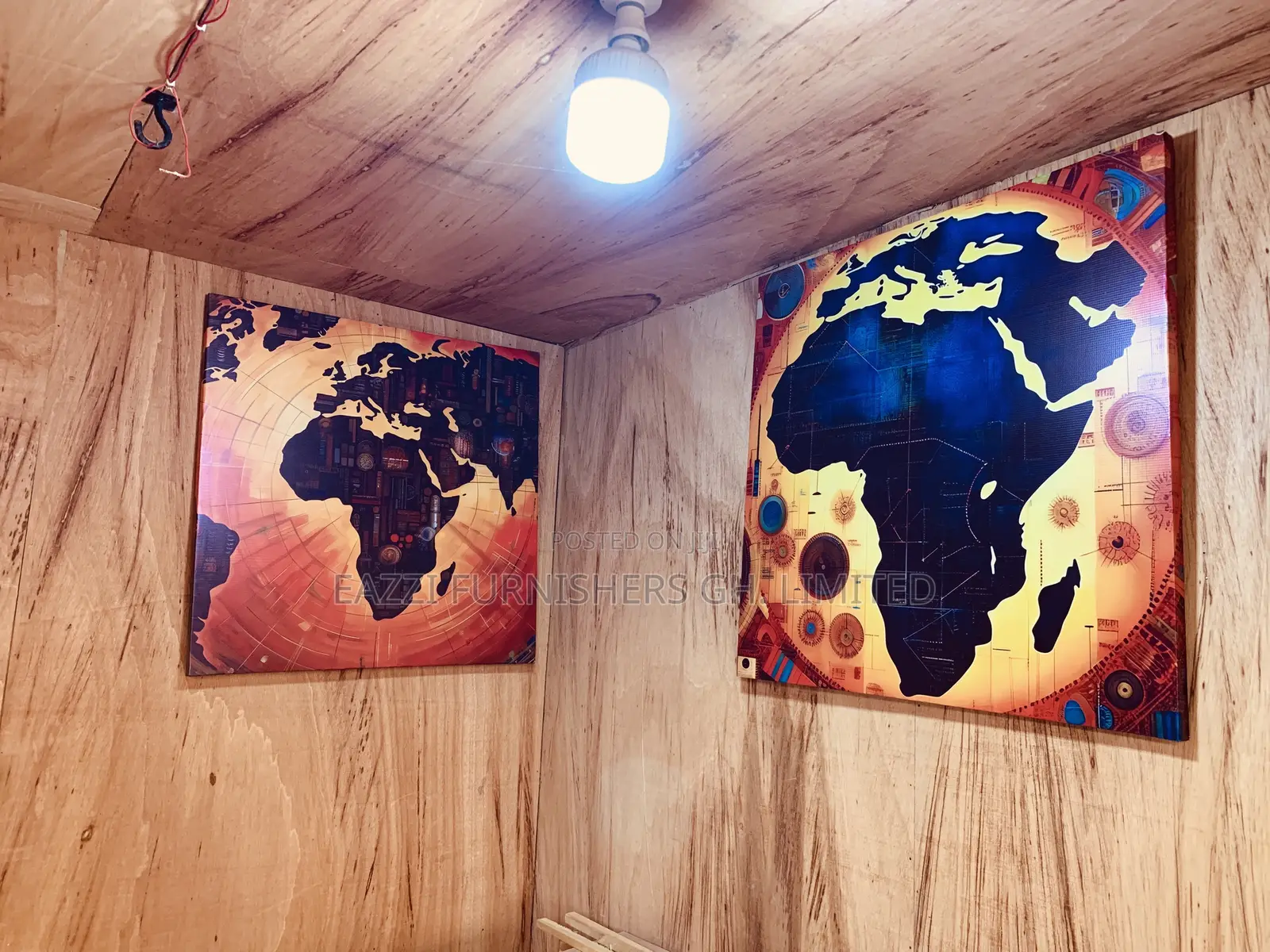 Vibrant African Globe Map Canvas Wall Arts Frame Decor