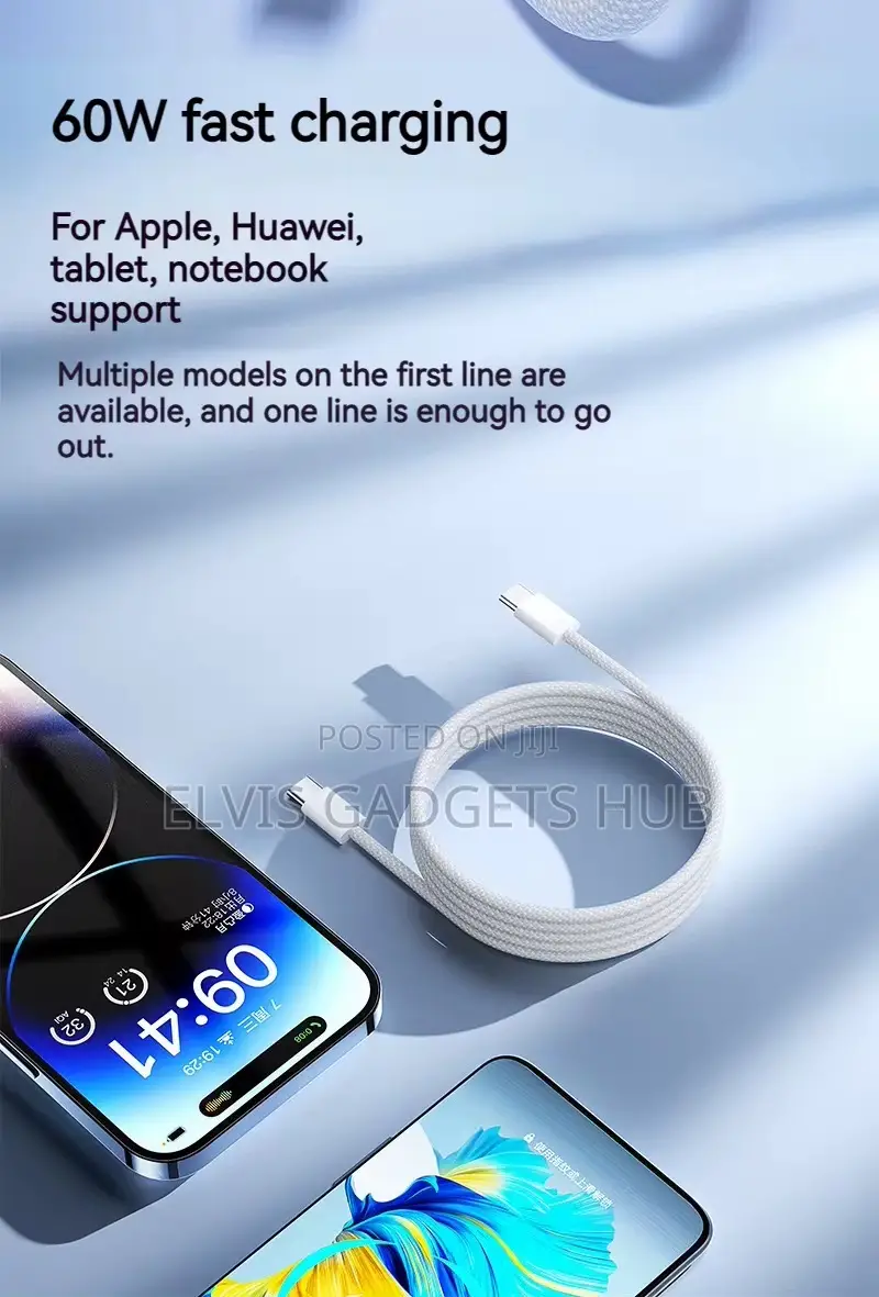 60w iPhone 15/16 Type C to C Nylon Braided Cable