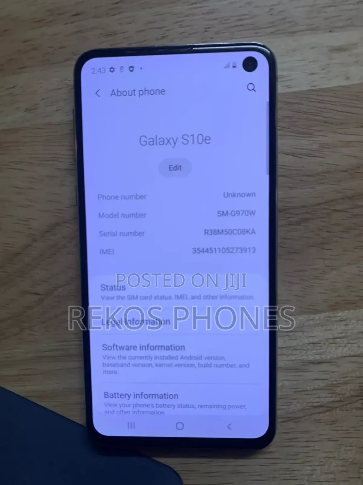 New Samsung Galaxy S10e 128 GB White