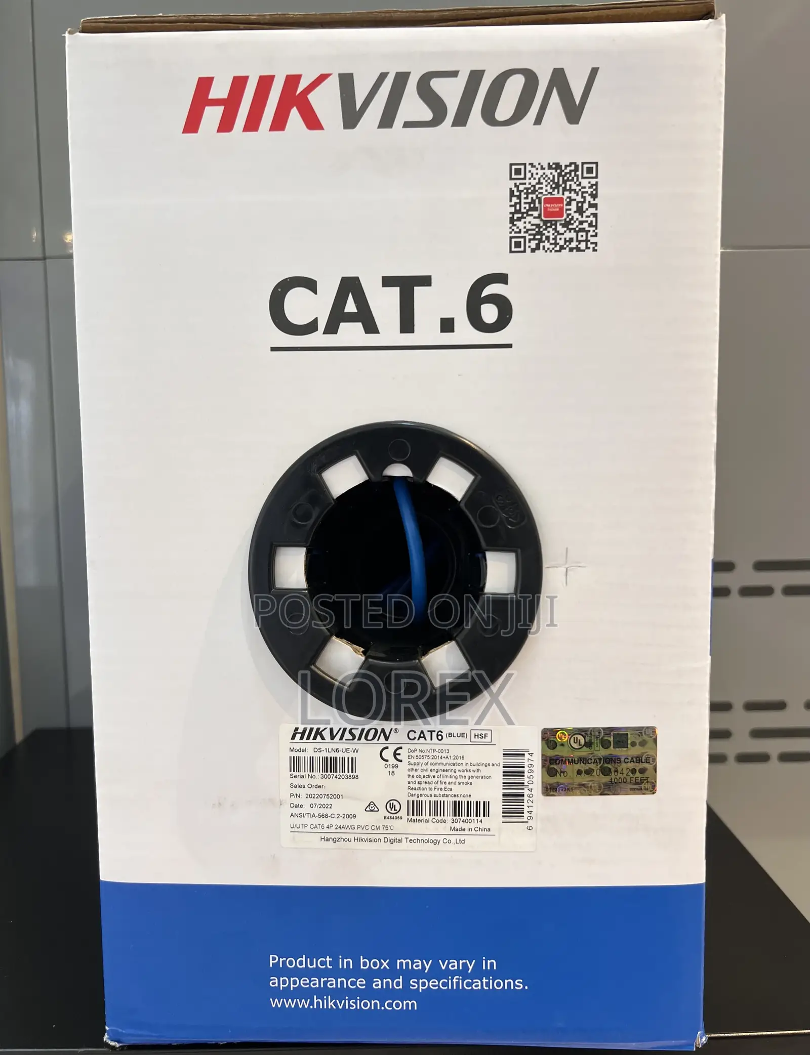 Hikvision 305m Cat6 Utp Network Cable Pure Copper 1ln6-Ue-W