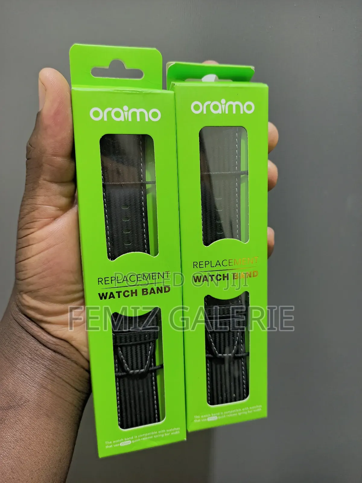 Oraimo Watch Strap 34 Cow Leather Carbon Fiber Pattern Strap