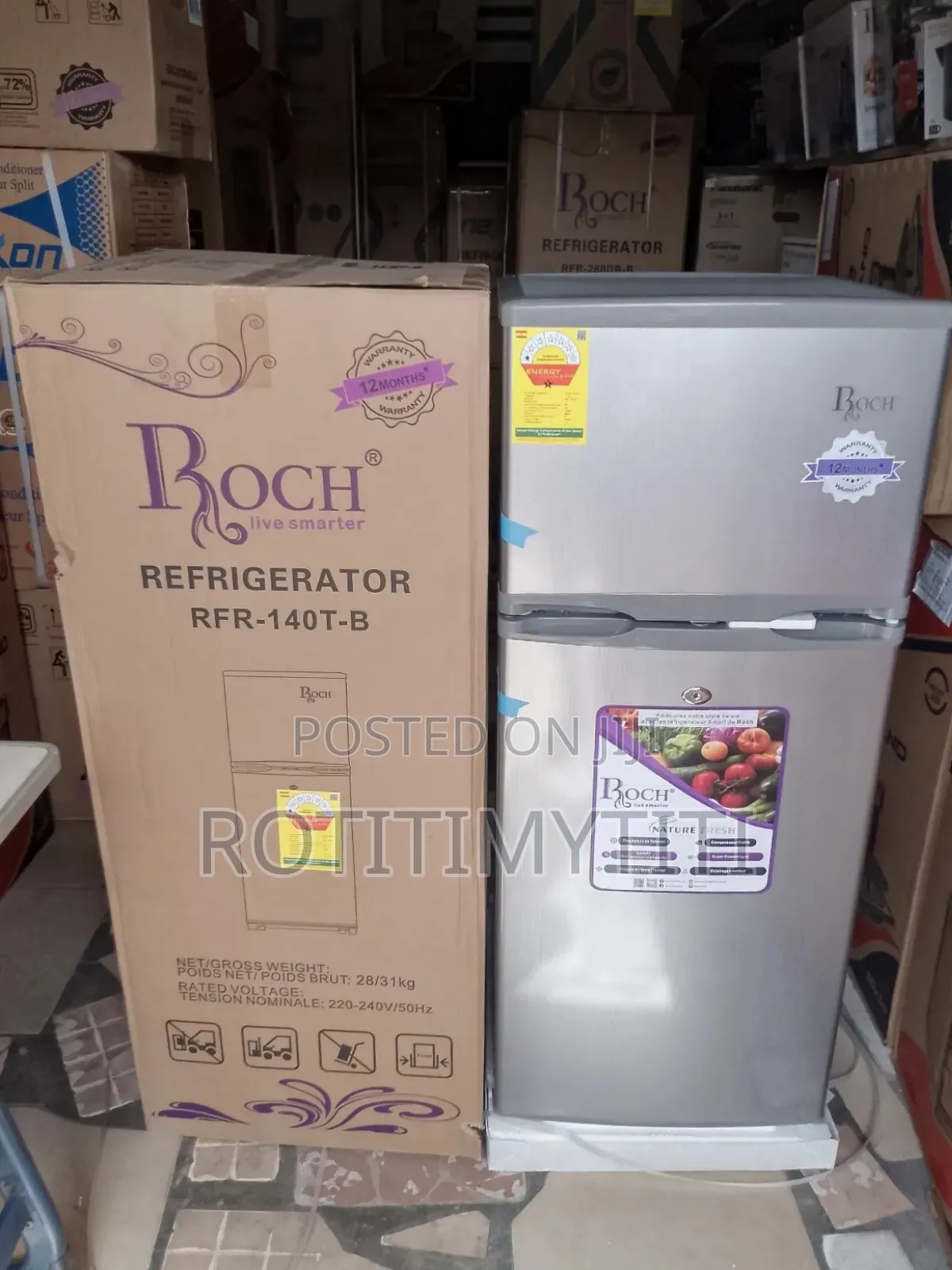 Direct Cooling Roch Refrigerator Top Freezer 117 Liters