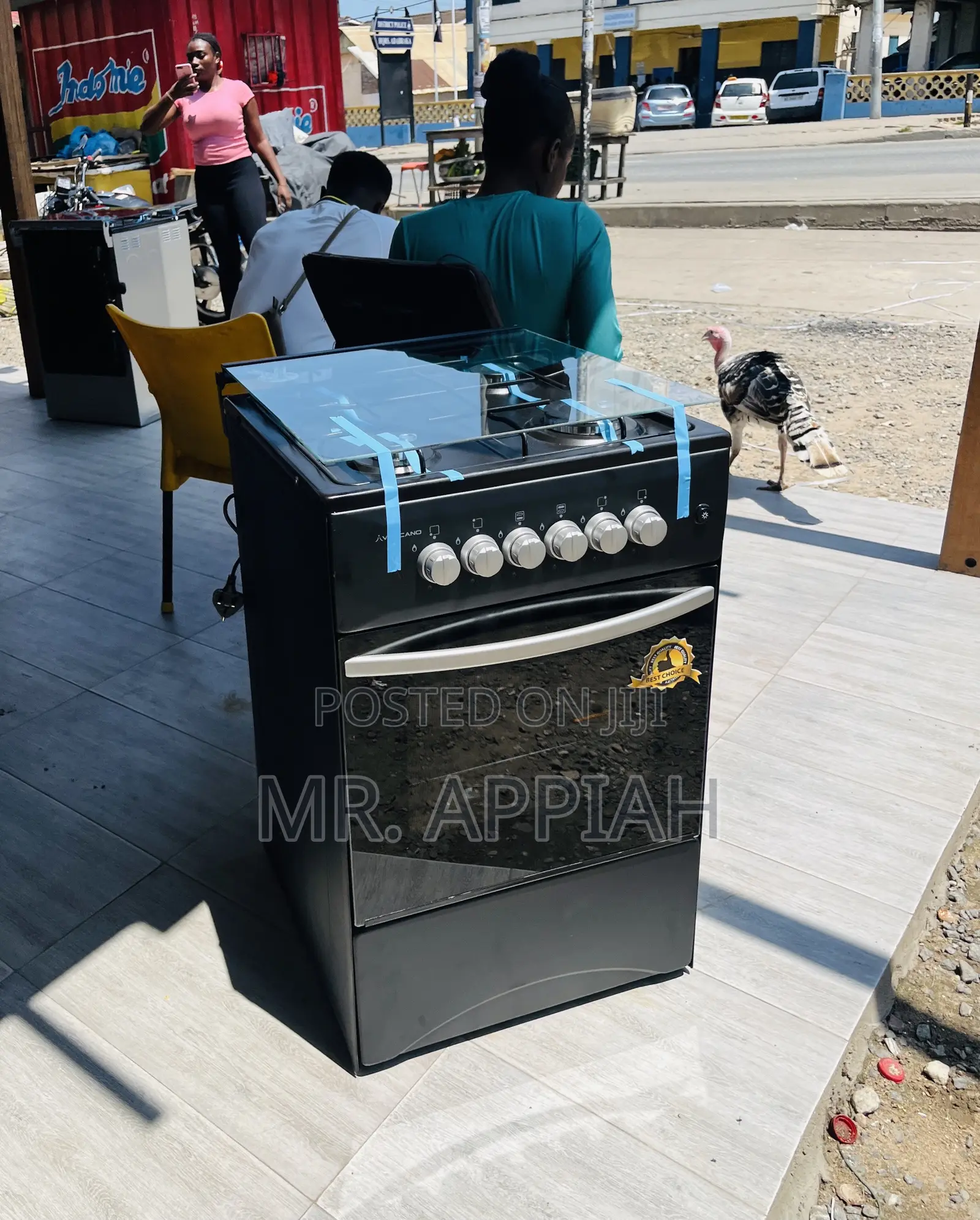 Free Standing OriginalVolcano 50x50 Gas Oven 4 Burner,Black