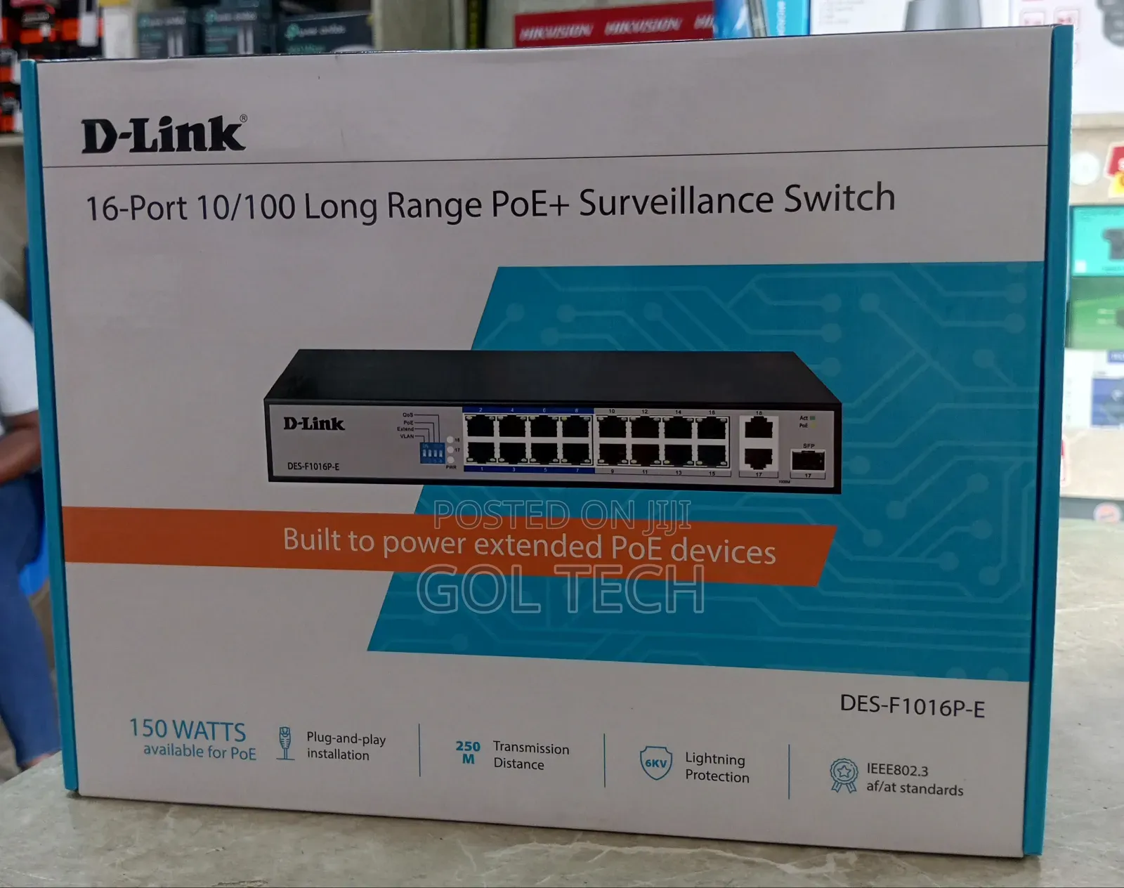 Dlink 16port Long Range Poe Surveillance Switch Des-F1016p-E