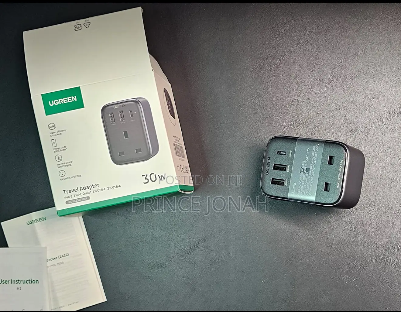 Ugreen Travel Adapter - Usa to Uk With 2 Usb and Type C
