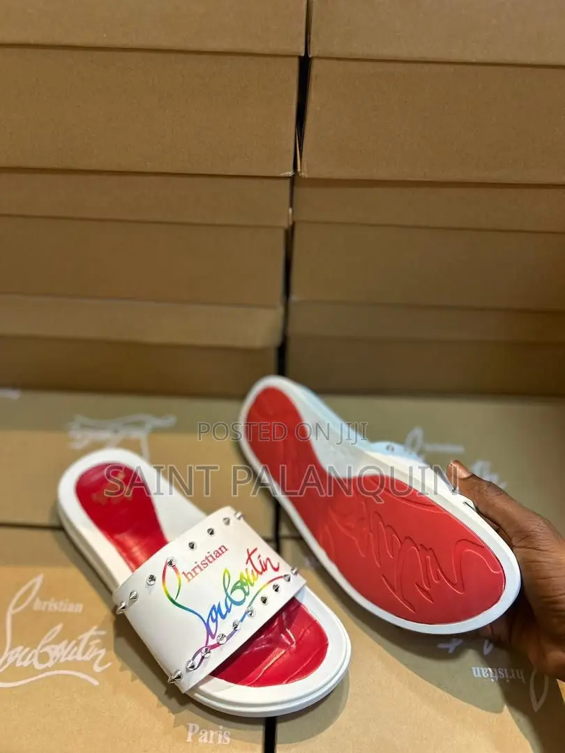 White Louboutin Slippers