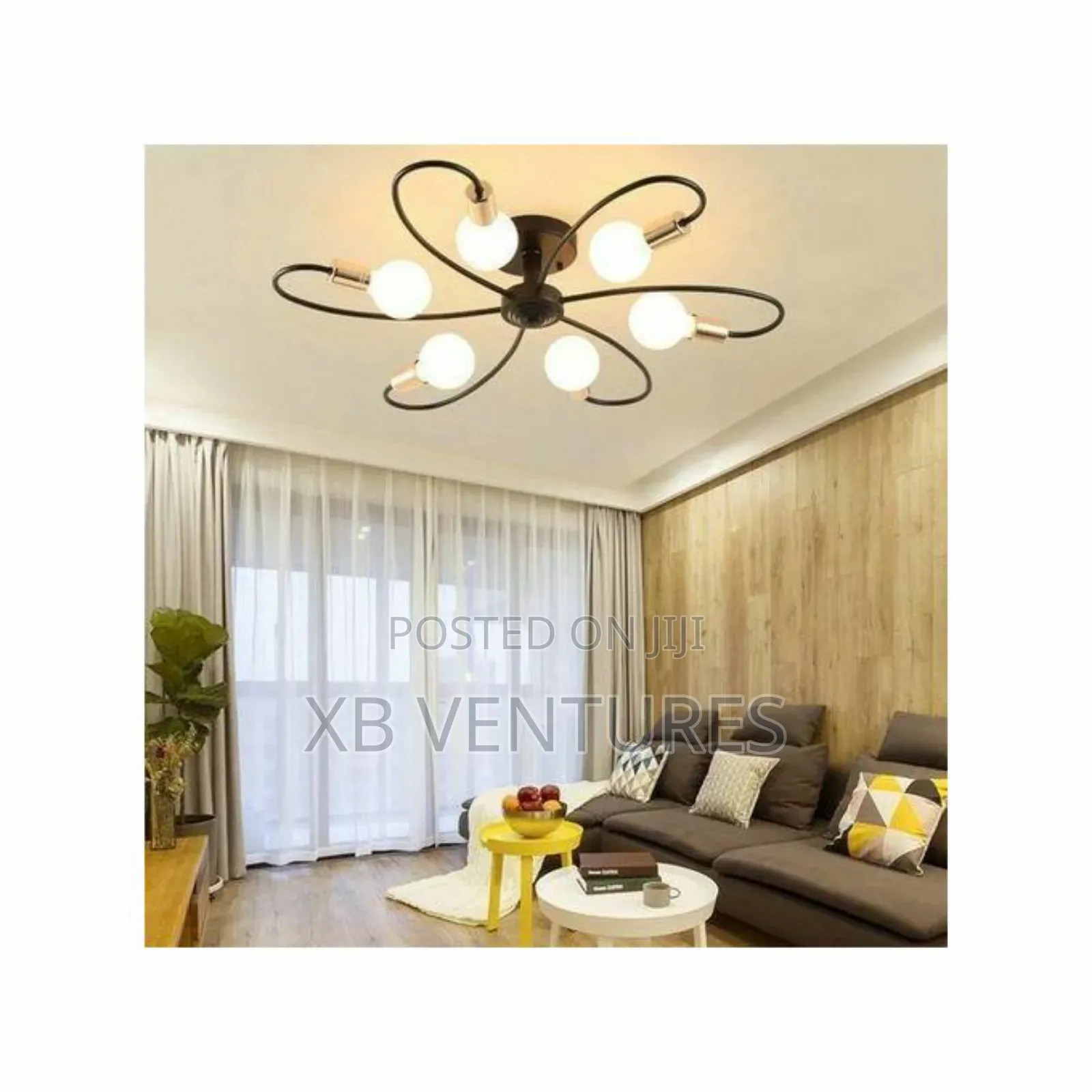 Six Head Black Gold Ceiling Light With Light Source