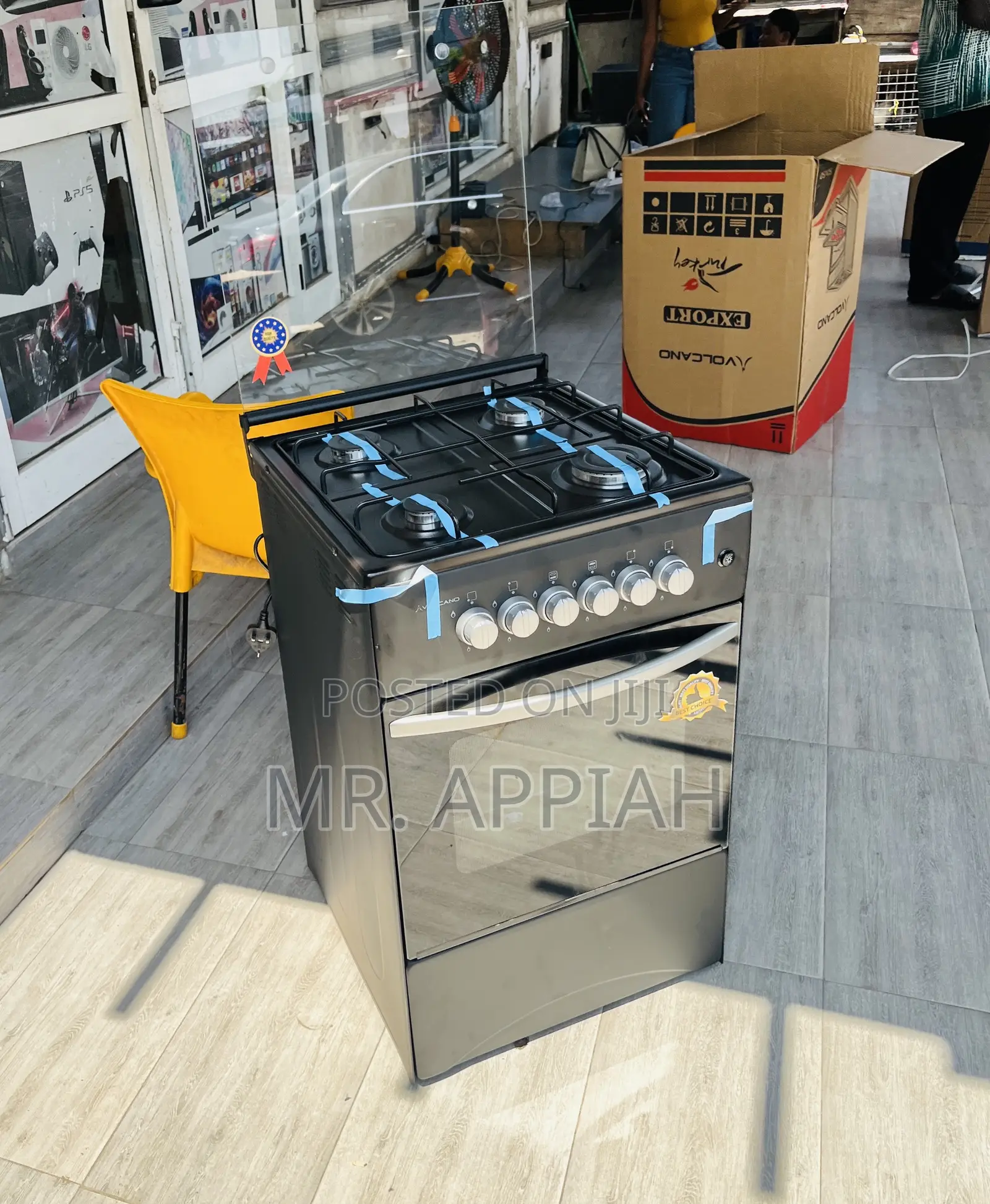 Powerful Volcano 4 Gas Turkish Burner With Grill(Black)