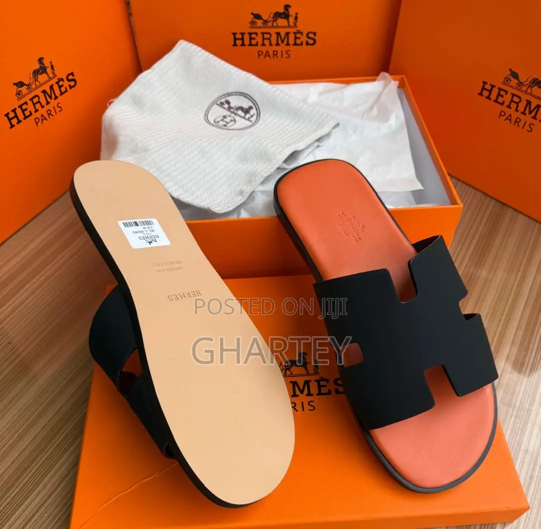 Hermes Two Toned Suede Upper Leather Men’S Slippers