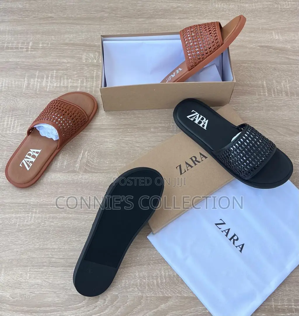 Zara Slippers Black and Brown
