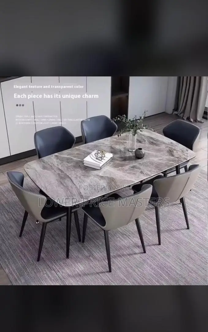 Elegant 6 Chair Marble Dining Set