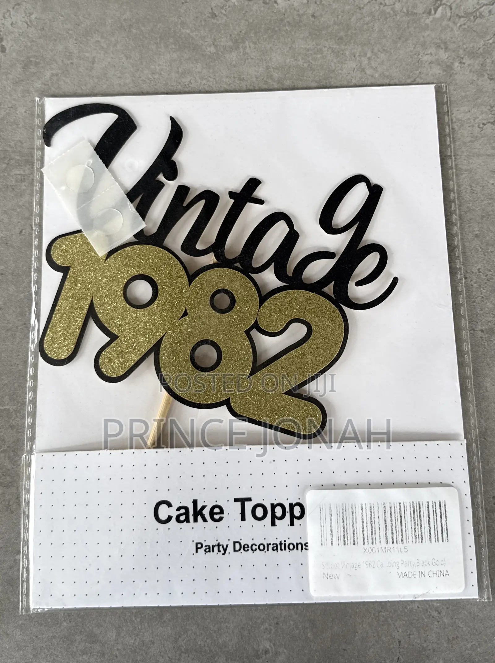 Cake Toppers Black Gold Glitter Vintage 1982,1957,1972