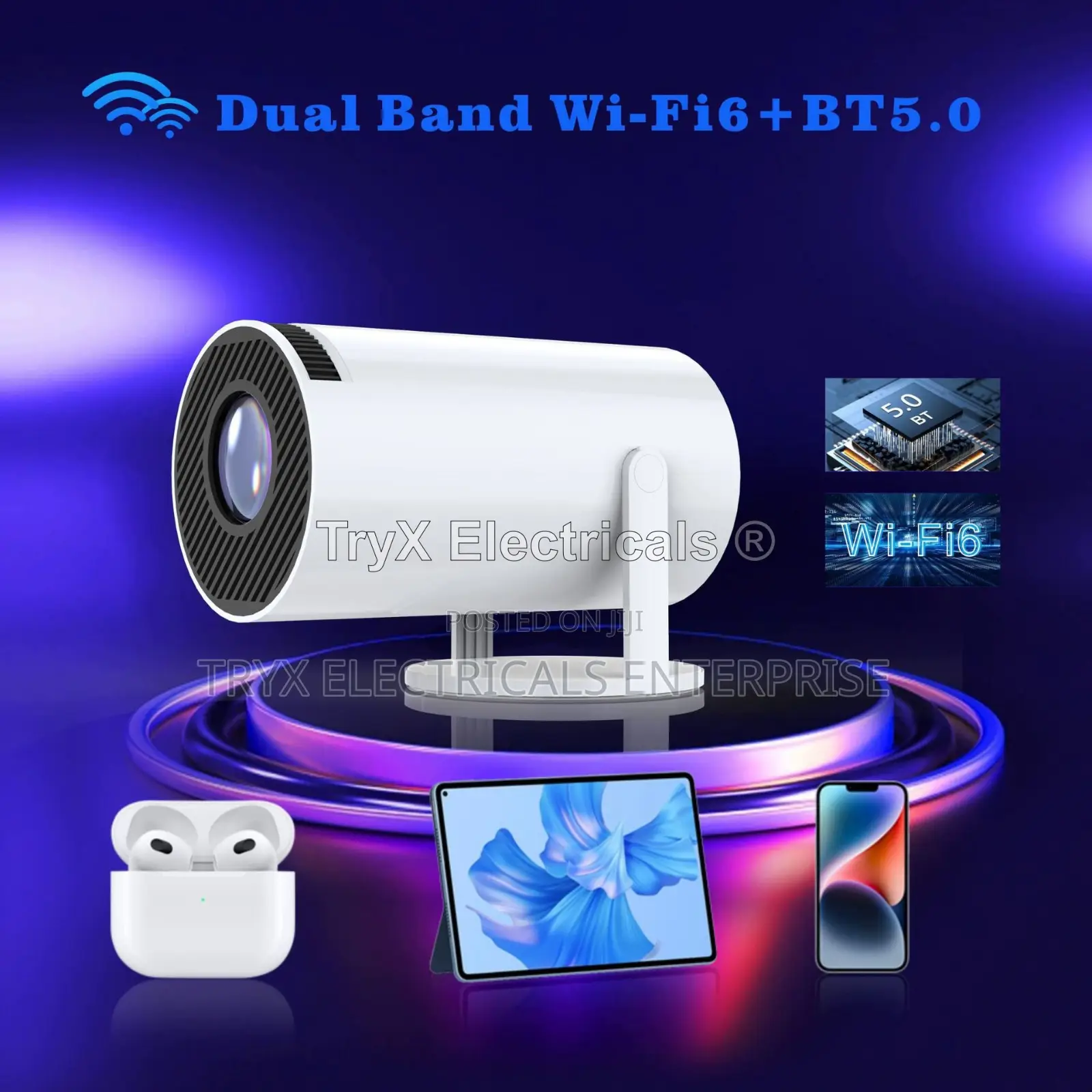 Hy300 Barrel Portable Projector - Smart Android (Black)