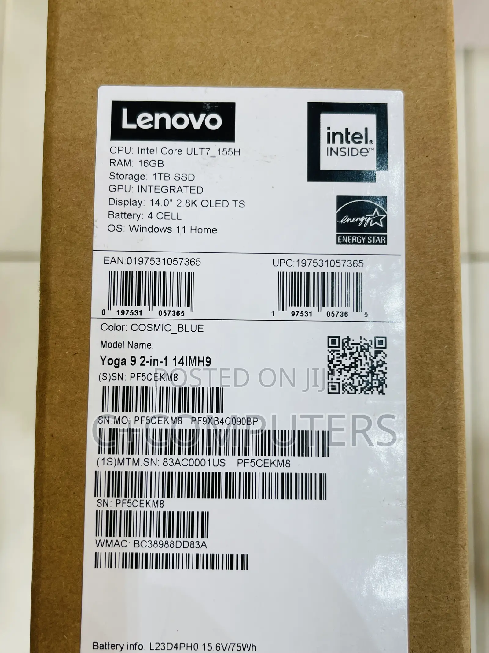 New Laptop Lenovo Yoga 9i 16GB Intel Core Ultra 7 SSD 1T
