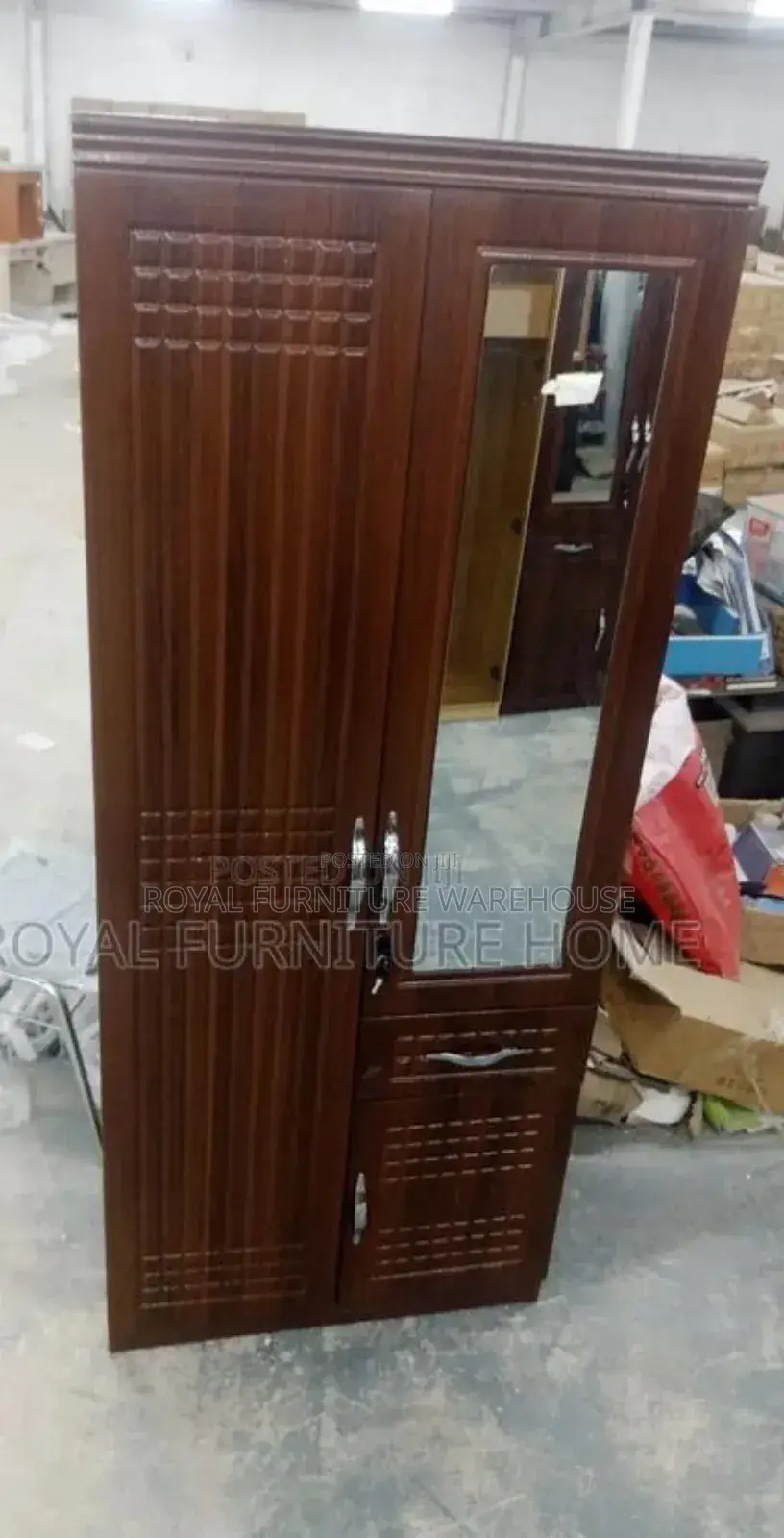 2 Doors Wooden Wardrobe Coffee Colour